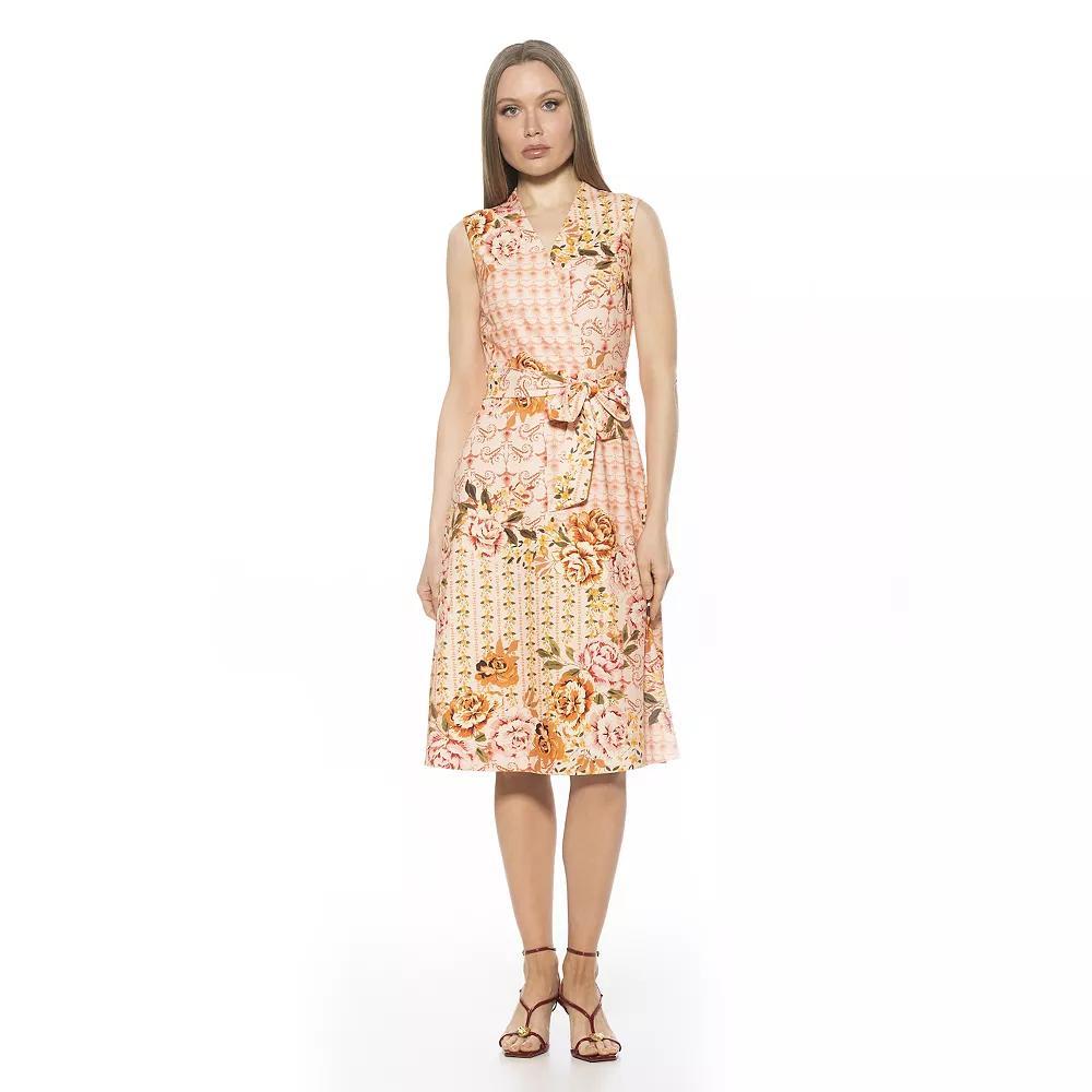 Women's ALEXIA ADMOR Dane Sleeveless Fit And Flare Dress, Size: Small, Beige Floral Product Image