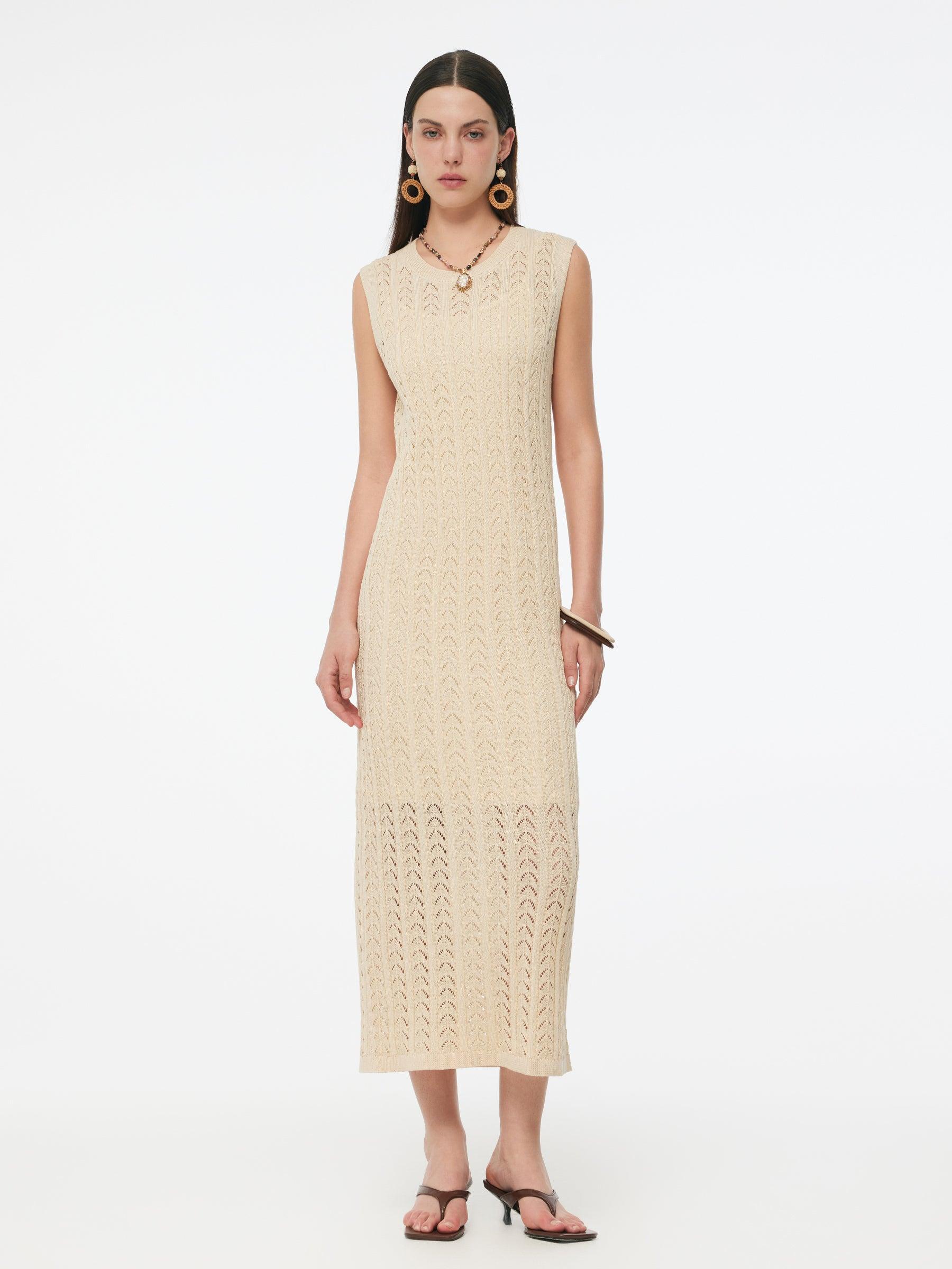 Stretch Sequins Women Knit Maxi Vest Dress With Slip Dress Product Image
