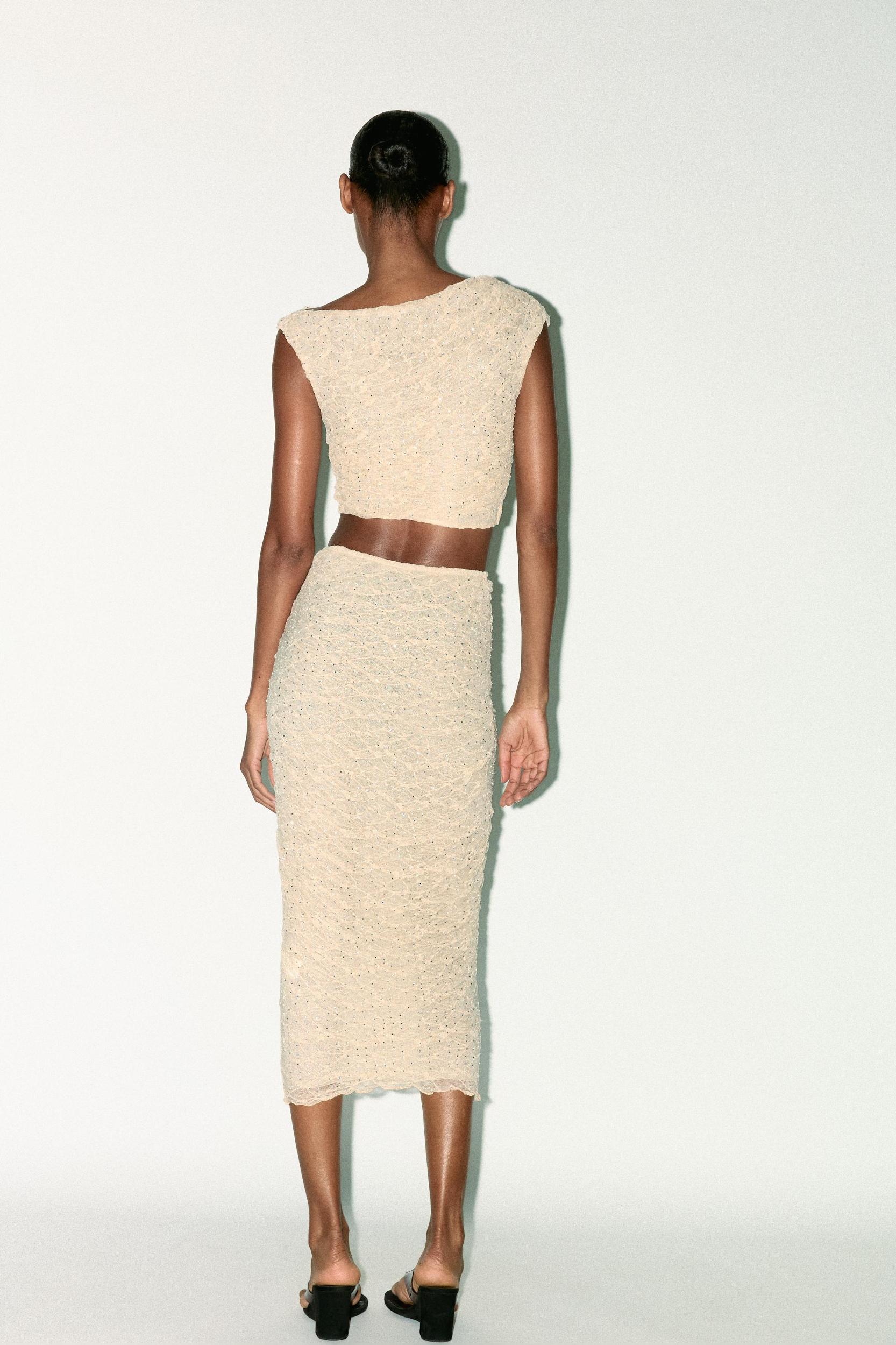 DRAPED LACE RHINESTONE SKIRT Product Image