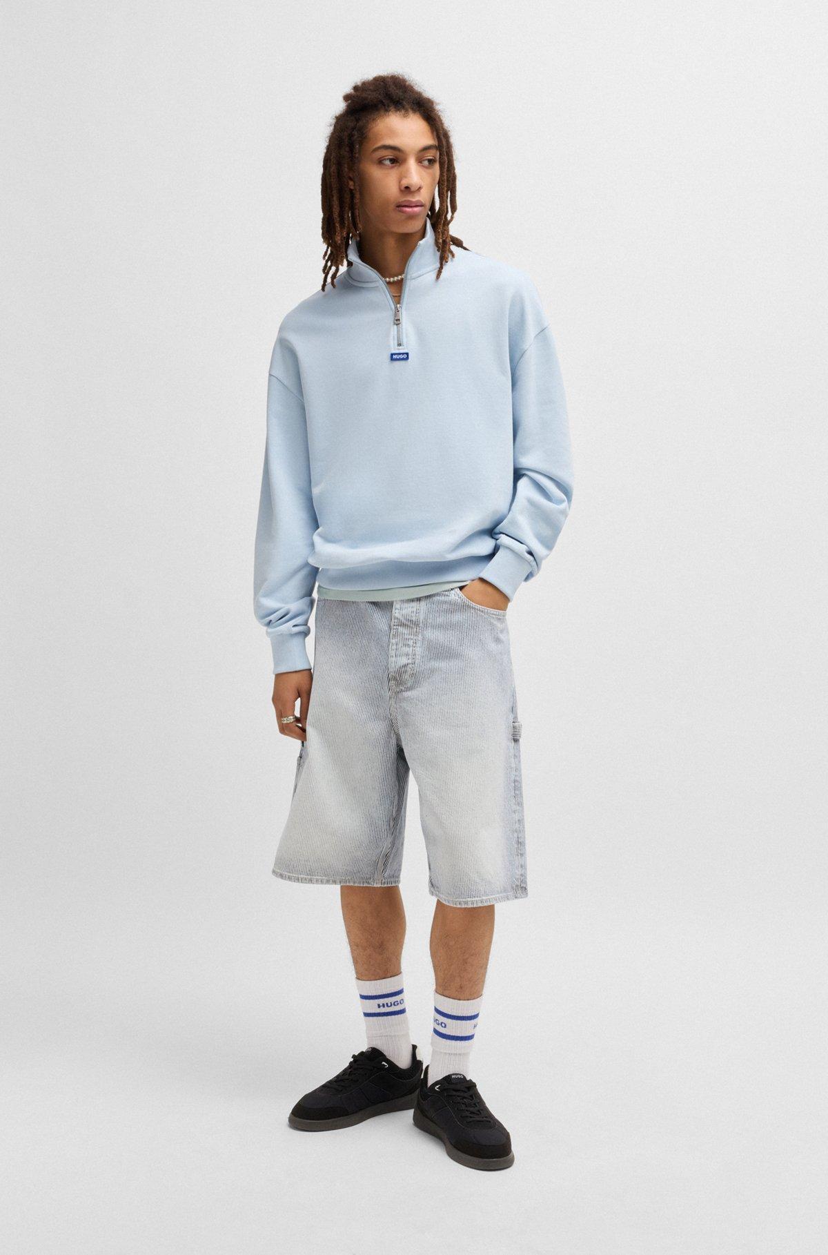 Cotton-jersey T-shirt with blue logo patch Product Image