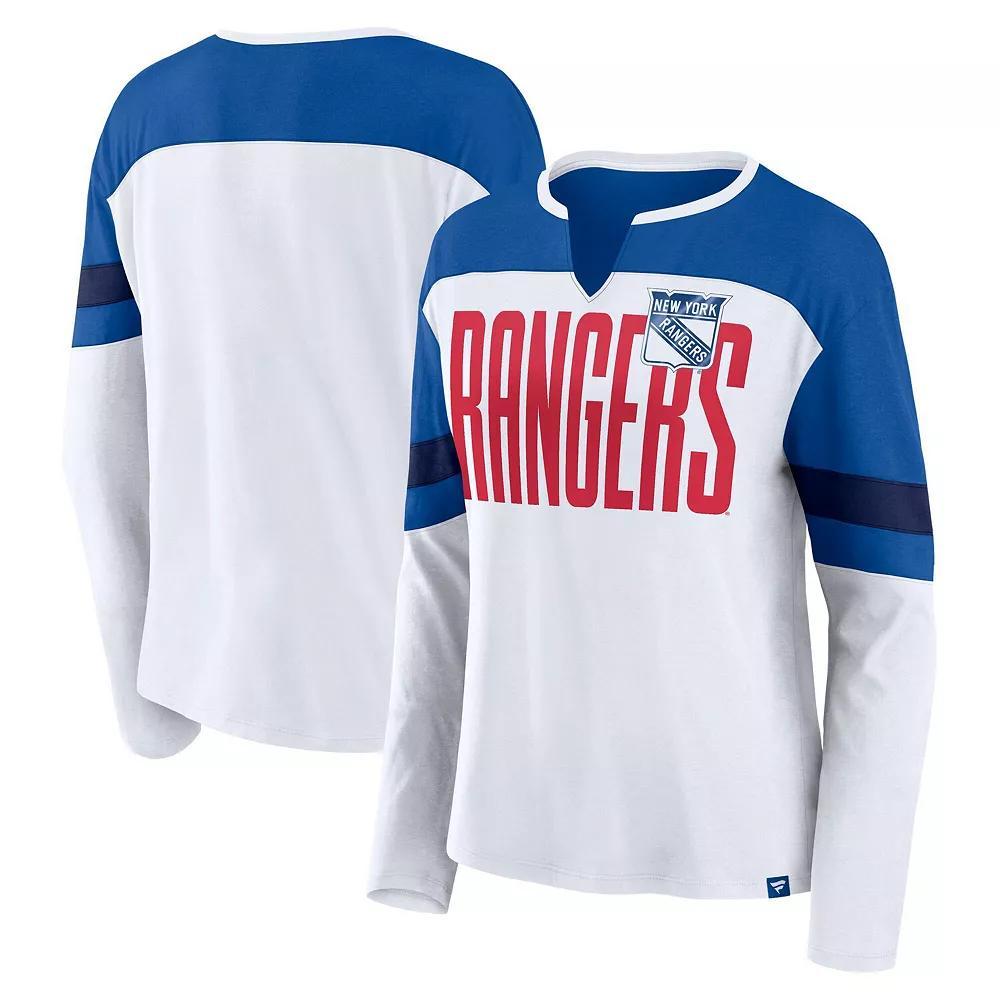 Women's Fanatics White New York Rangers Frozen Long Sleeve Notch Neck T-Shirt, Size: Medium, Ran White Product Image
