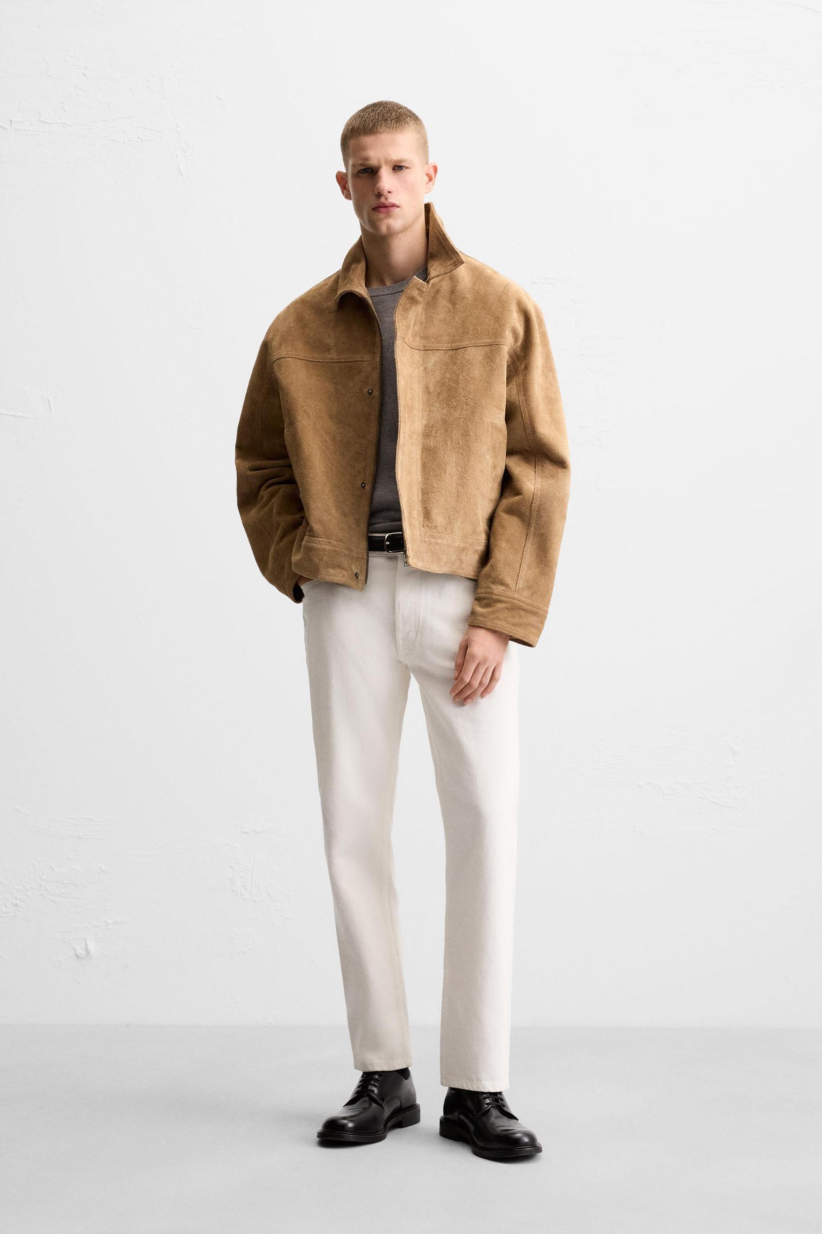 CROPPED FIT LEATHER JACKET Product Image
