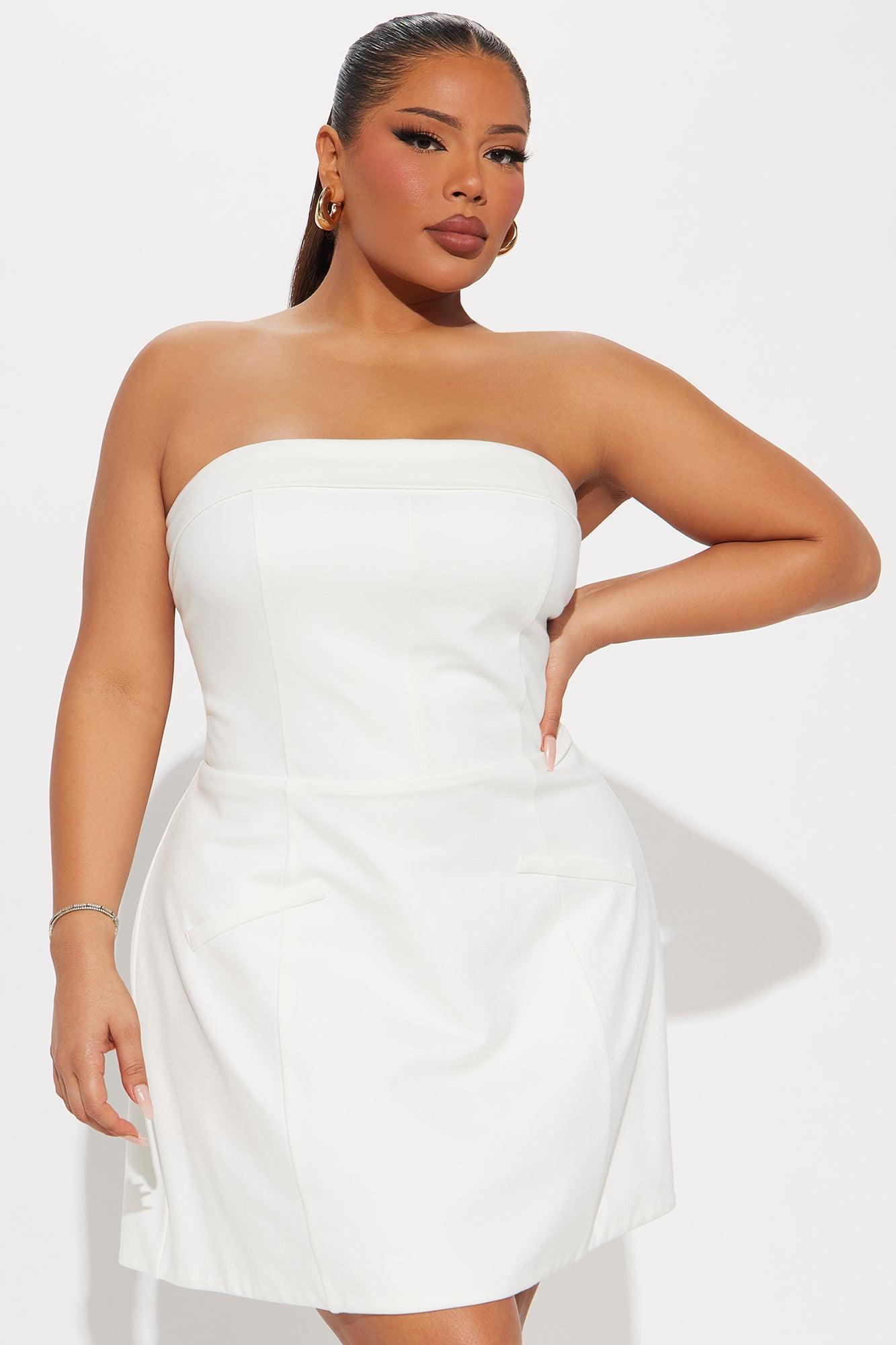 Mia Double Lined Tube Ponte Mini Dress - Off White Product Image