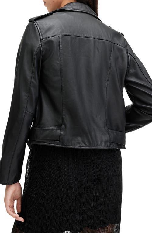 Balfern Belted Leather Biker Jacket In Black/gold Product Image