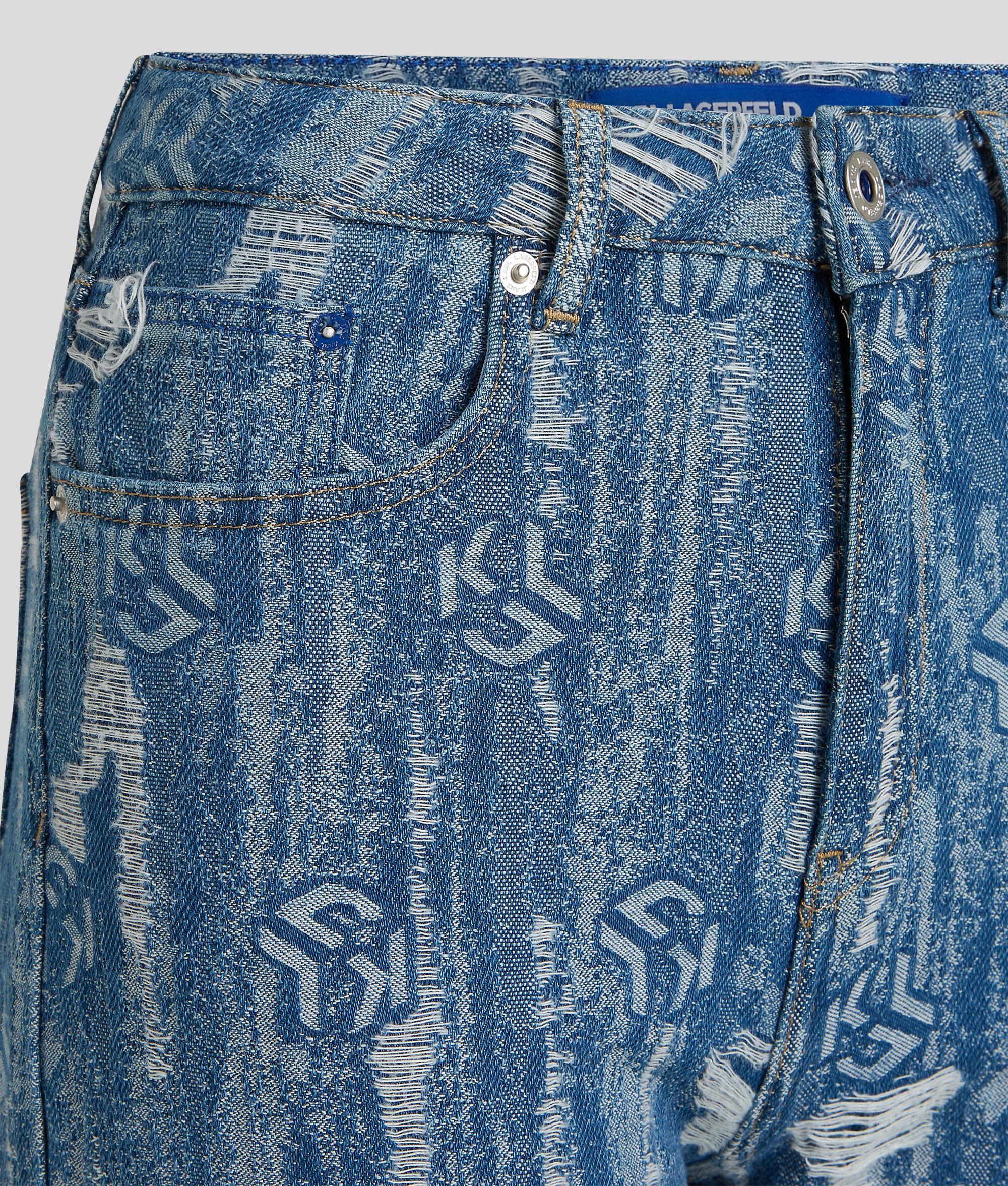 MONOGRAM DISTRESSED HIGH-RISE STRAIGHT JEANS Product Image