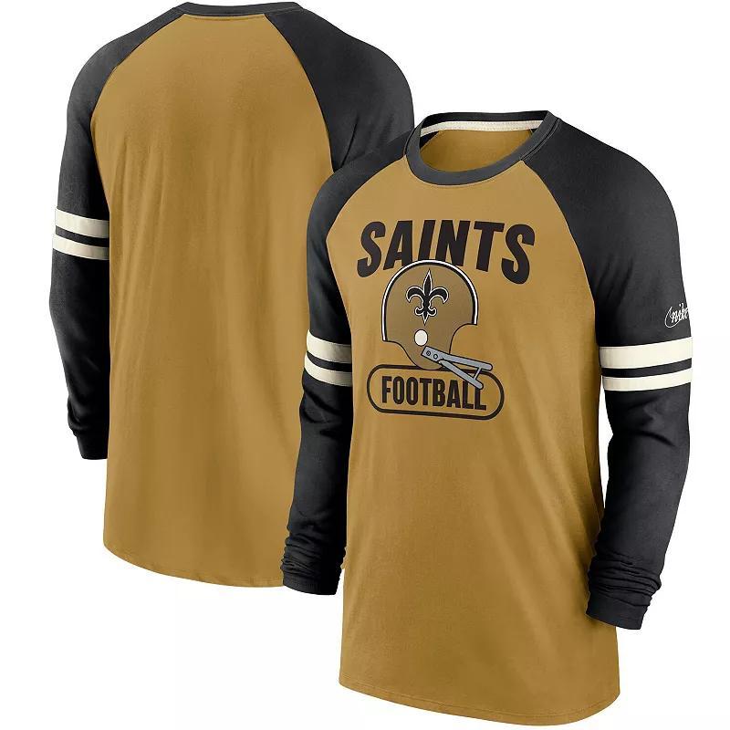 Mens Nike /Navy Chicago Bears Throwback Raglan Long Sleeve T-Shirt Product Image