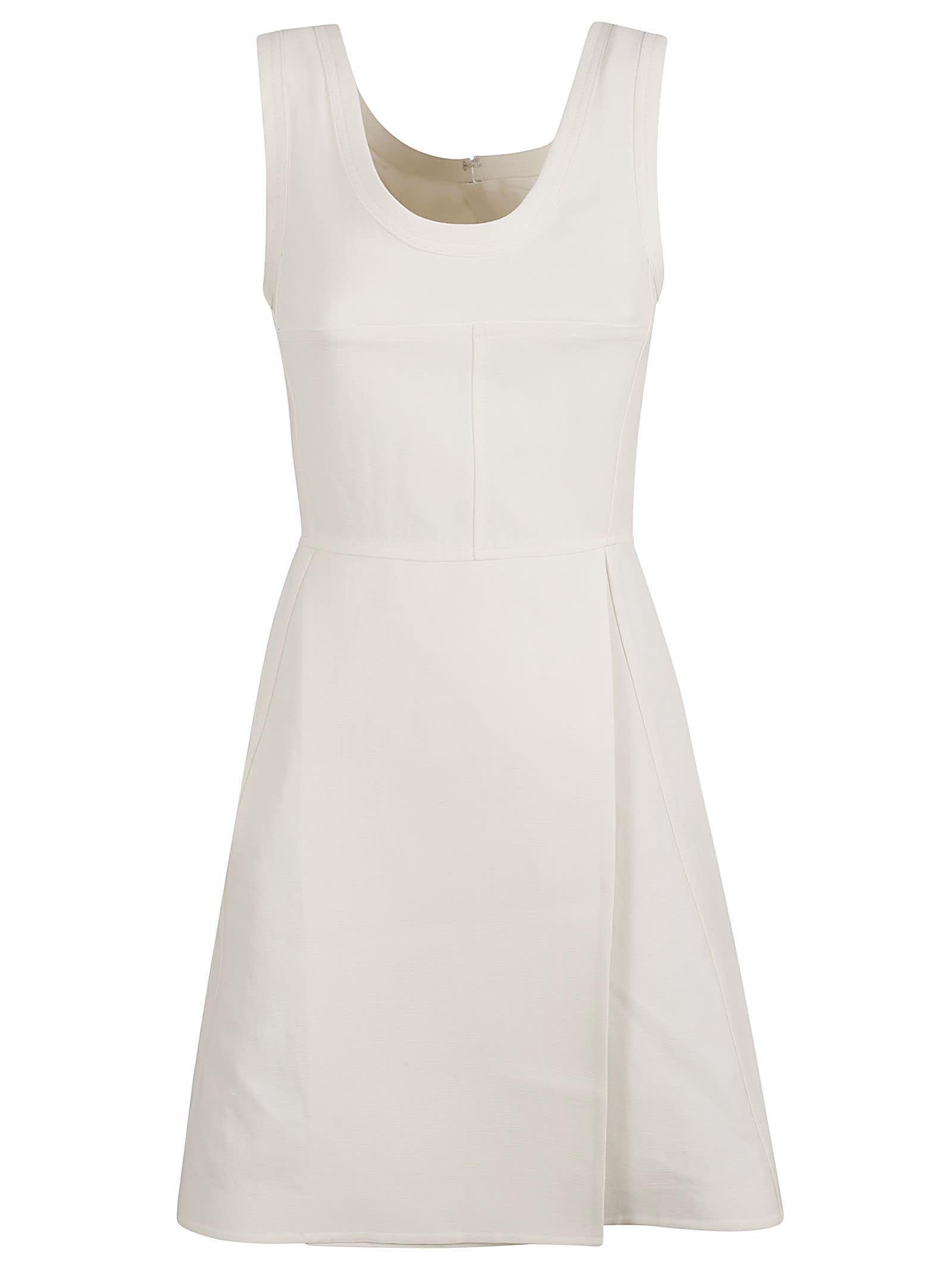 JIL SANDER Textured Linen & Viscose Dress In Optic White Product Image