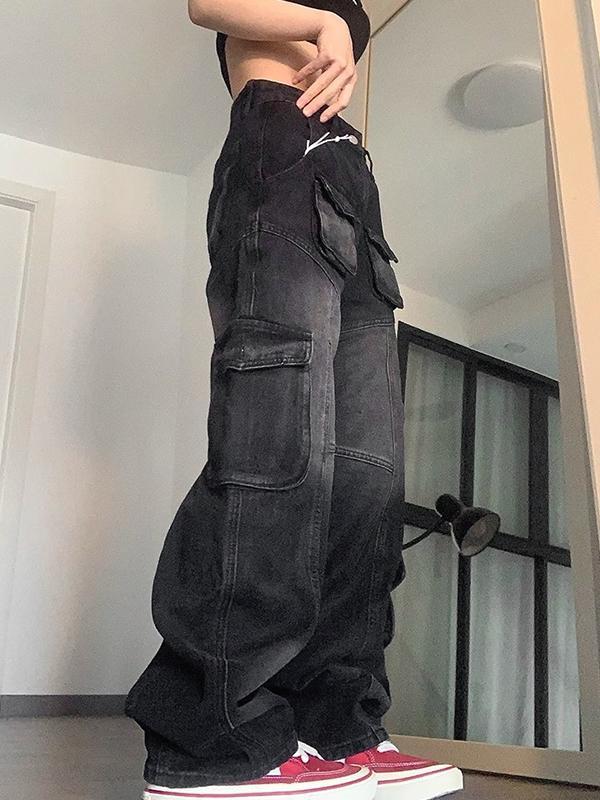 Multi Pocket High Rise Boyfriend Jeans Product Image