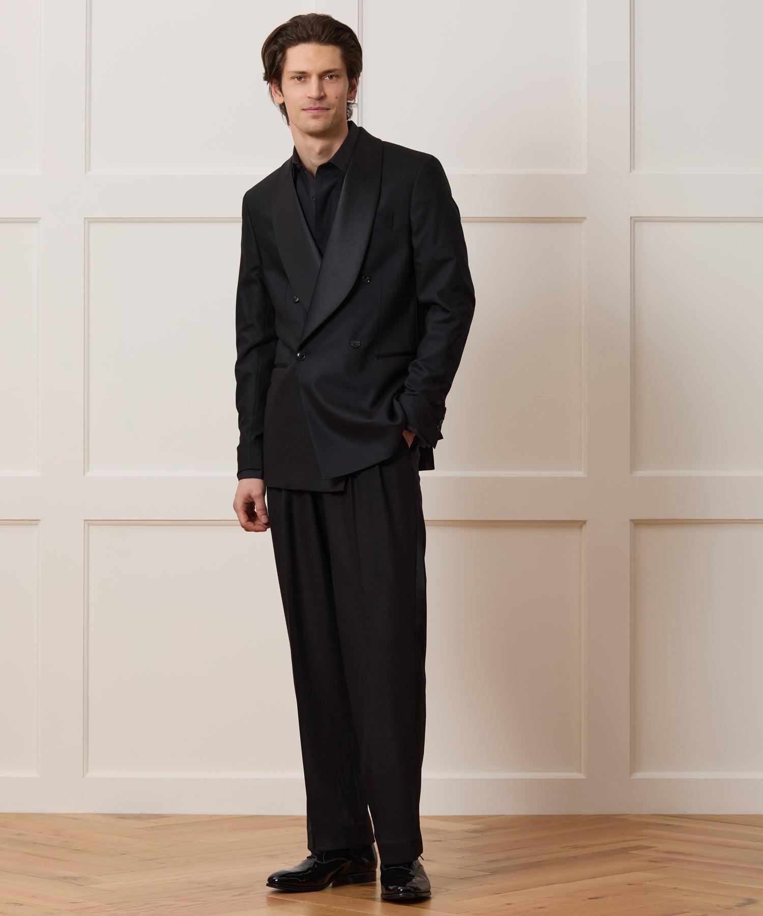 Italian Double-Breasted Tuxedo Jacket in Black Product Image