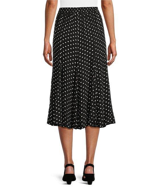 I.N. Studio Woven Dot Print Pull-On Godet Midi Skirt Product Image