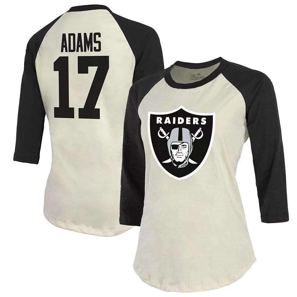 Women's Majestic Threads Davante Adams Cream/Black Las Vegas Raiders Player Name & Number Raglan 3/4-Sleeve T-Shirt, Size: Small, Lvr Beige Product Image