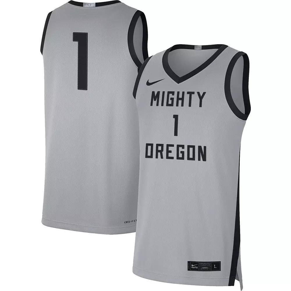 Men's Nike #1 Gray/Black Oregon Ducks Limited Basketball Jersey, Size: Large, Grey Product Image