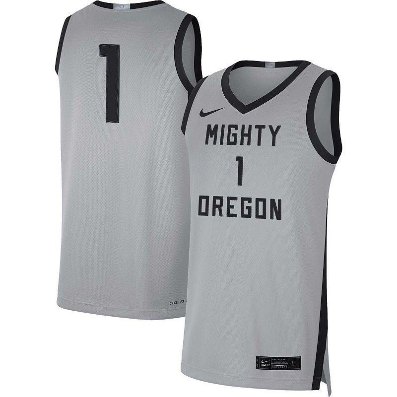Men's Nike #1 Gray/Black Oregon Ducks Limited Basketball Jersey, Size: Large, Grey Product Image