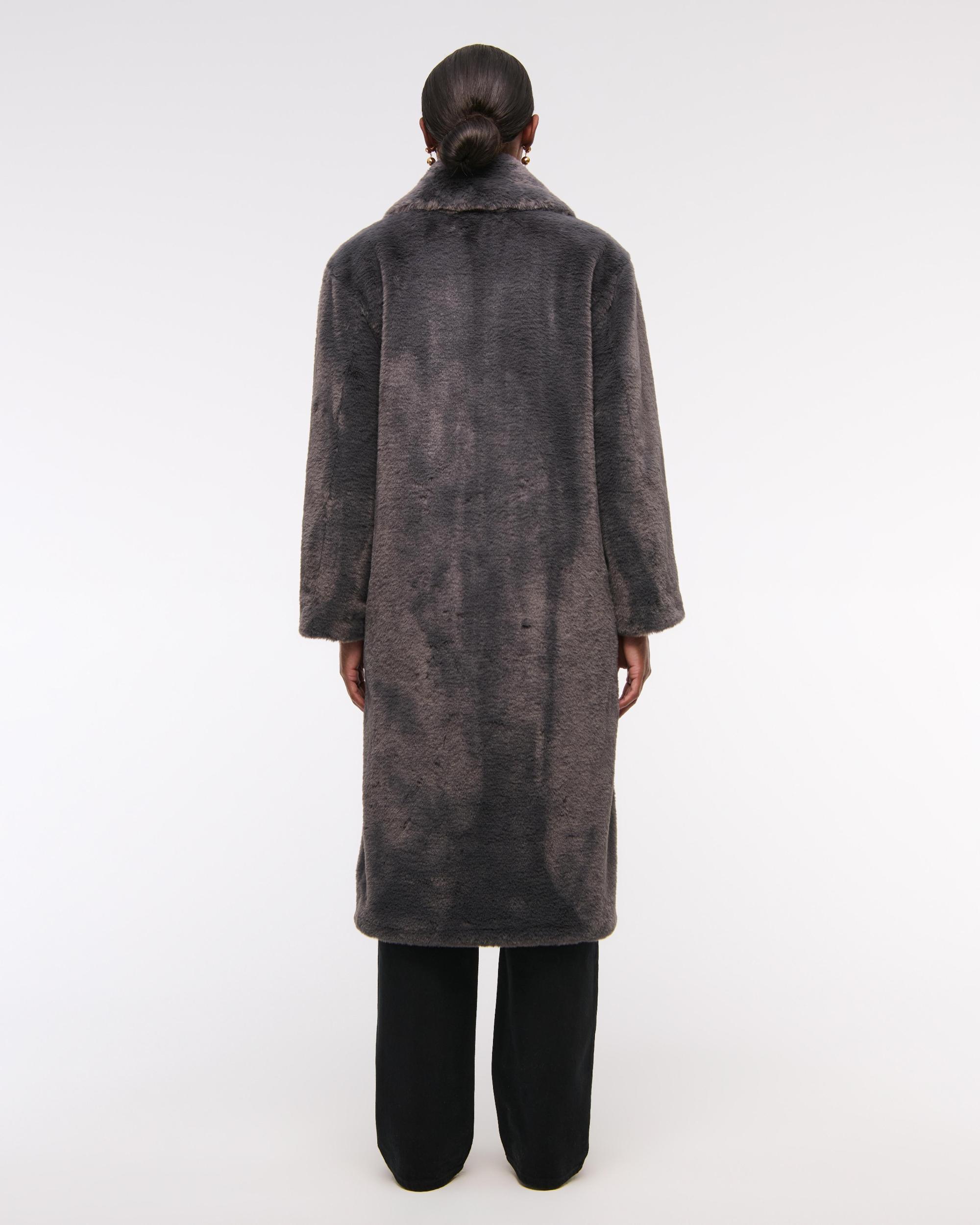 Double-Breasted Faux Fur Coat Product Image