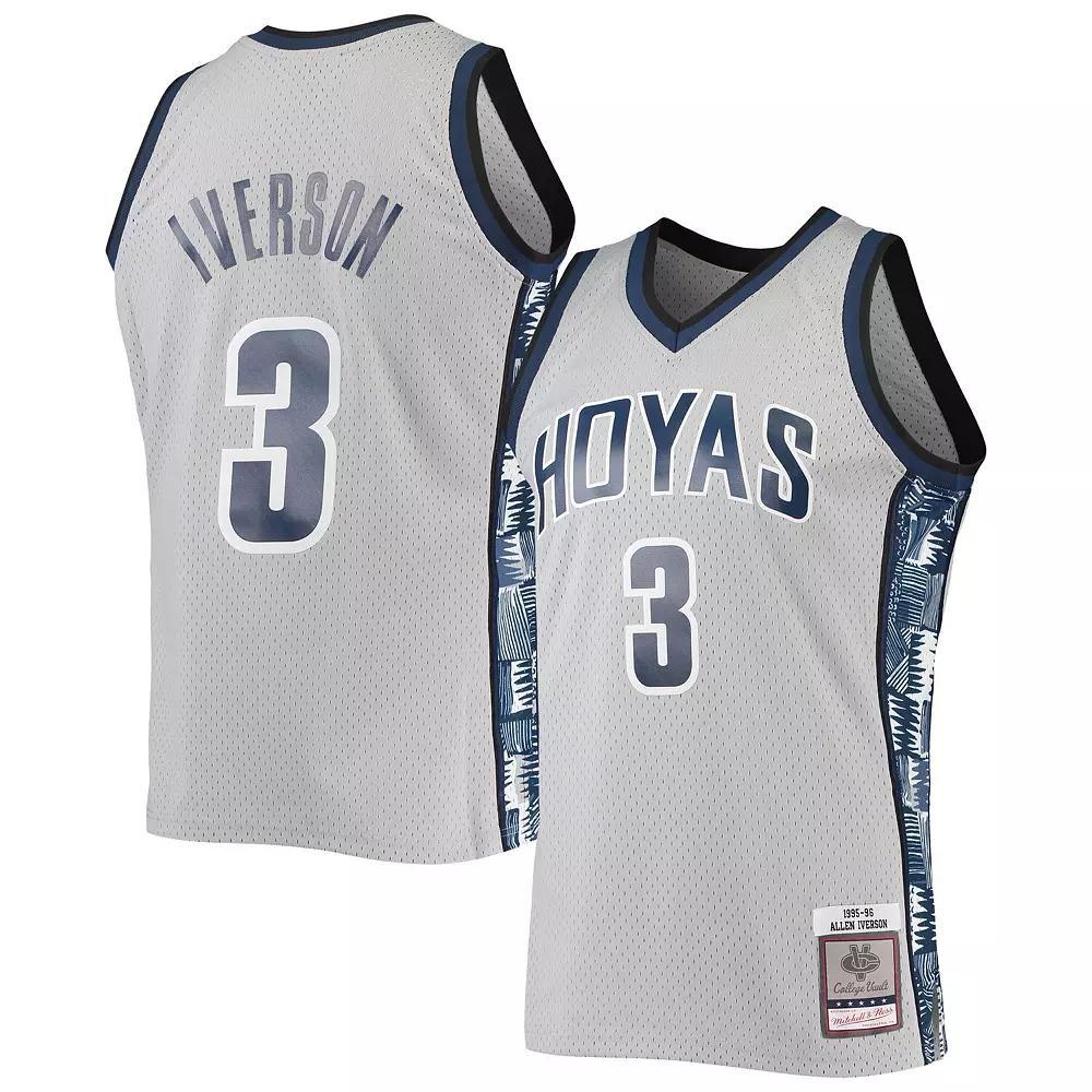 Men's Mitchell & Ness Allen Iverson Gray Georgetown Hoyas 1995-96 Swingman Replica Jersey, Size: Small, Grg Grey Product Image