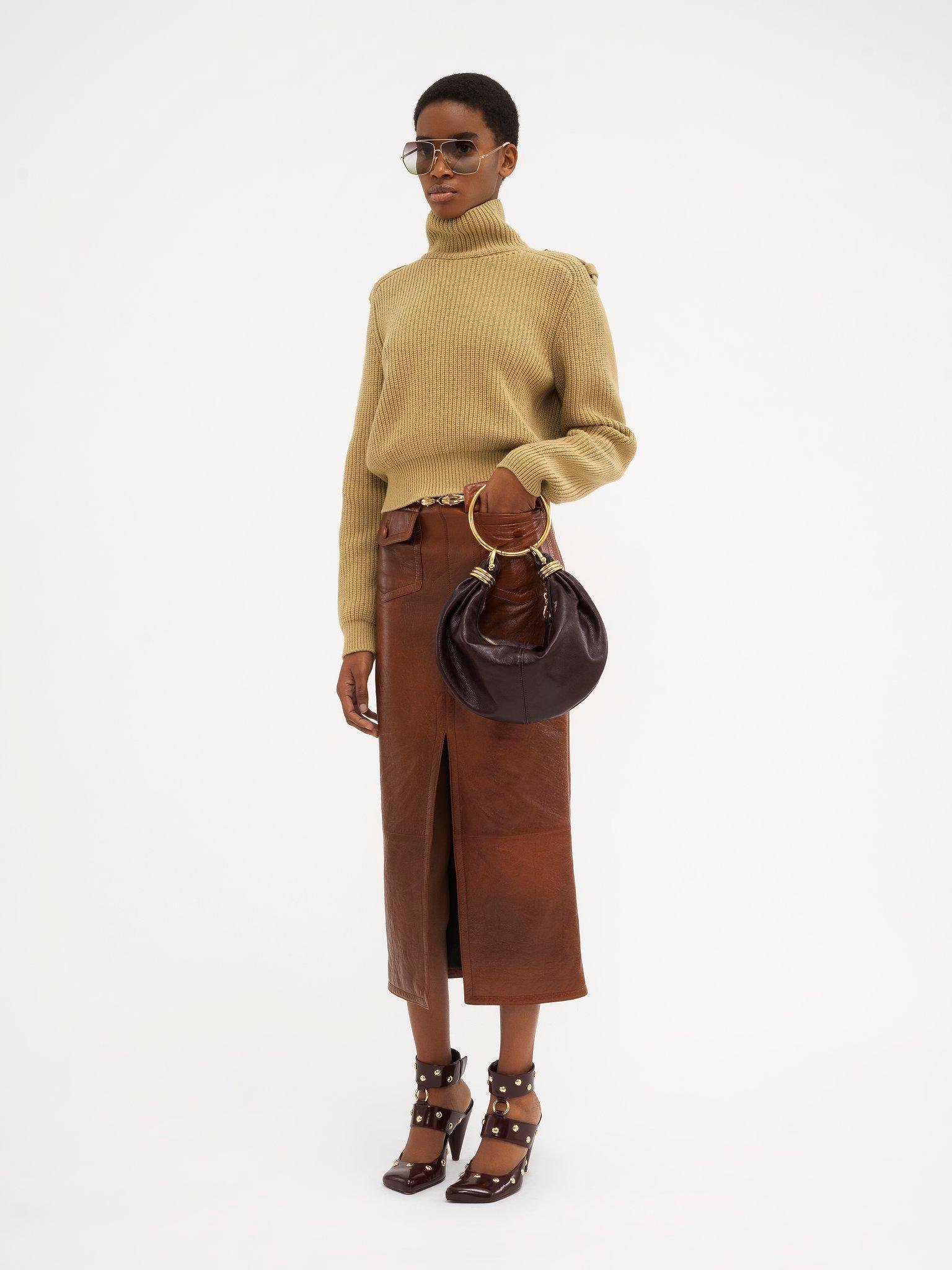 Small Bracelet hobo bag in grained leather Product Image