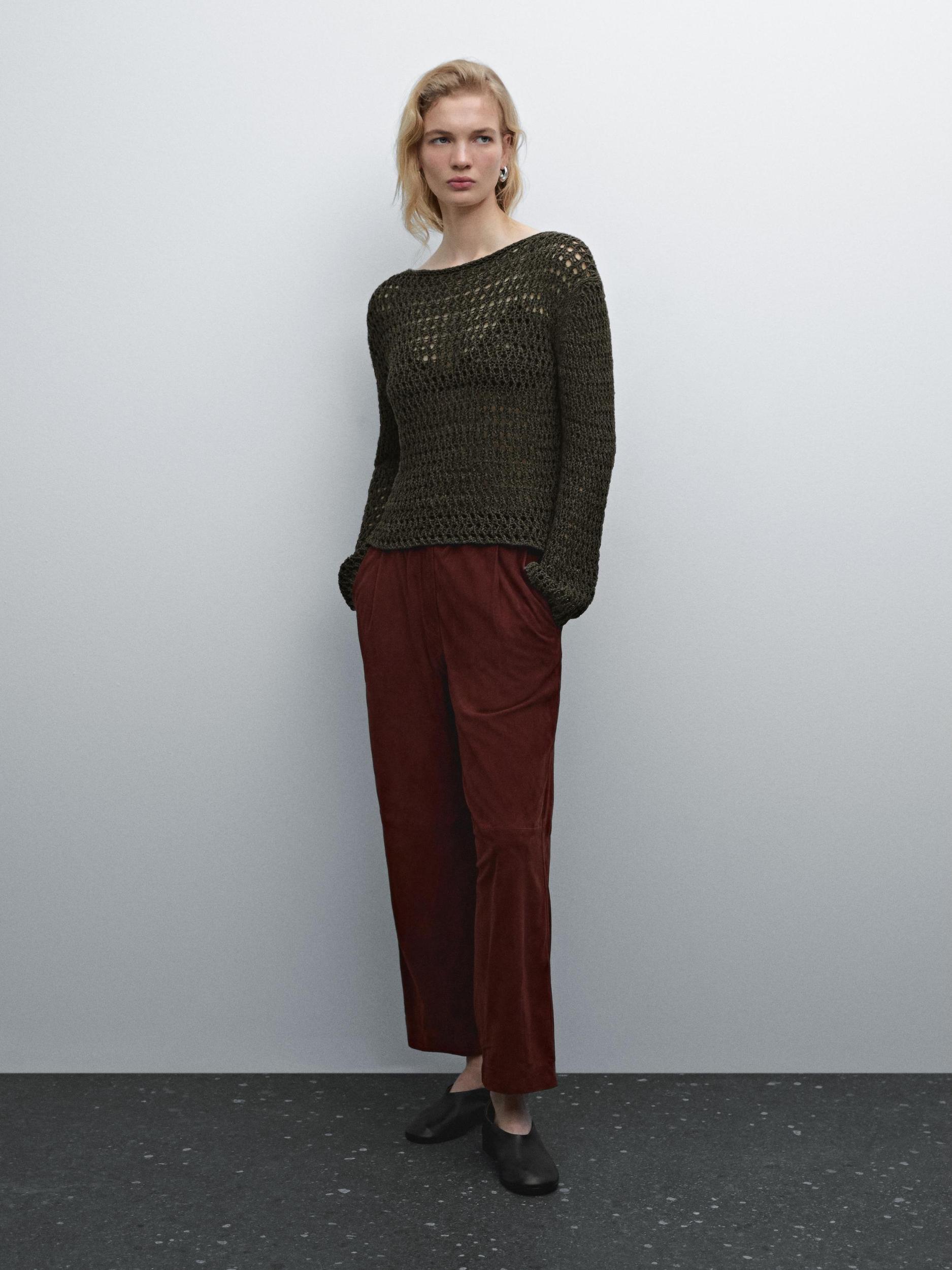 Cotton blend cutwork sweater Product Image