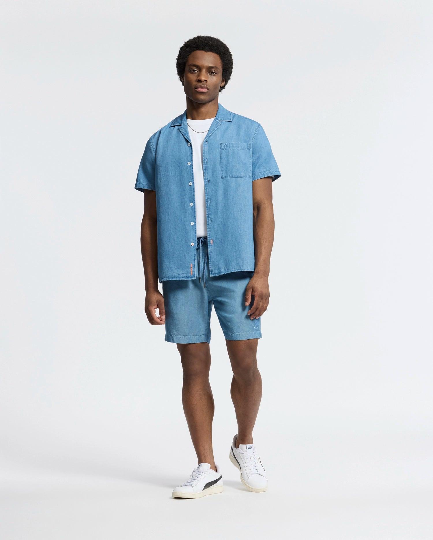 MENS KERVIN LIGHTWEIGHT DENIM WOVEN SHIRT - B6Q467F200 Product Image