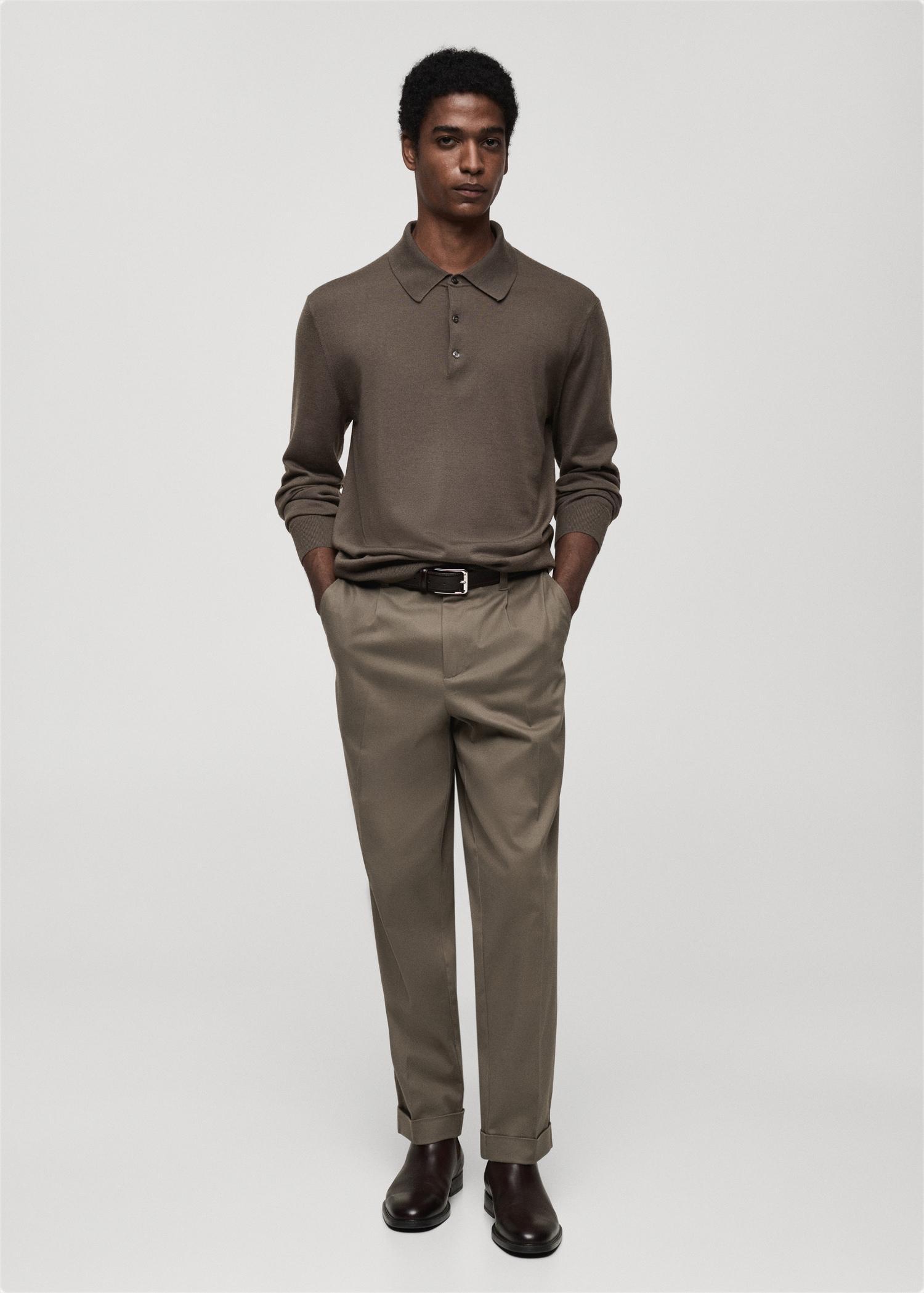 100% merino wool polo sweater - Men | MANGO USA Product Image