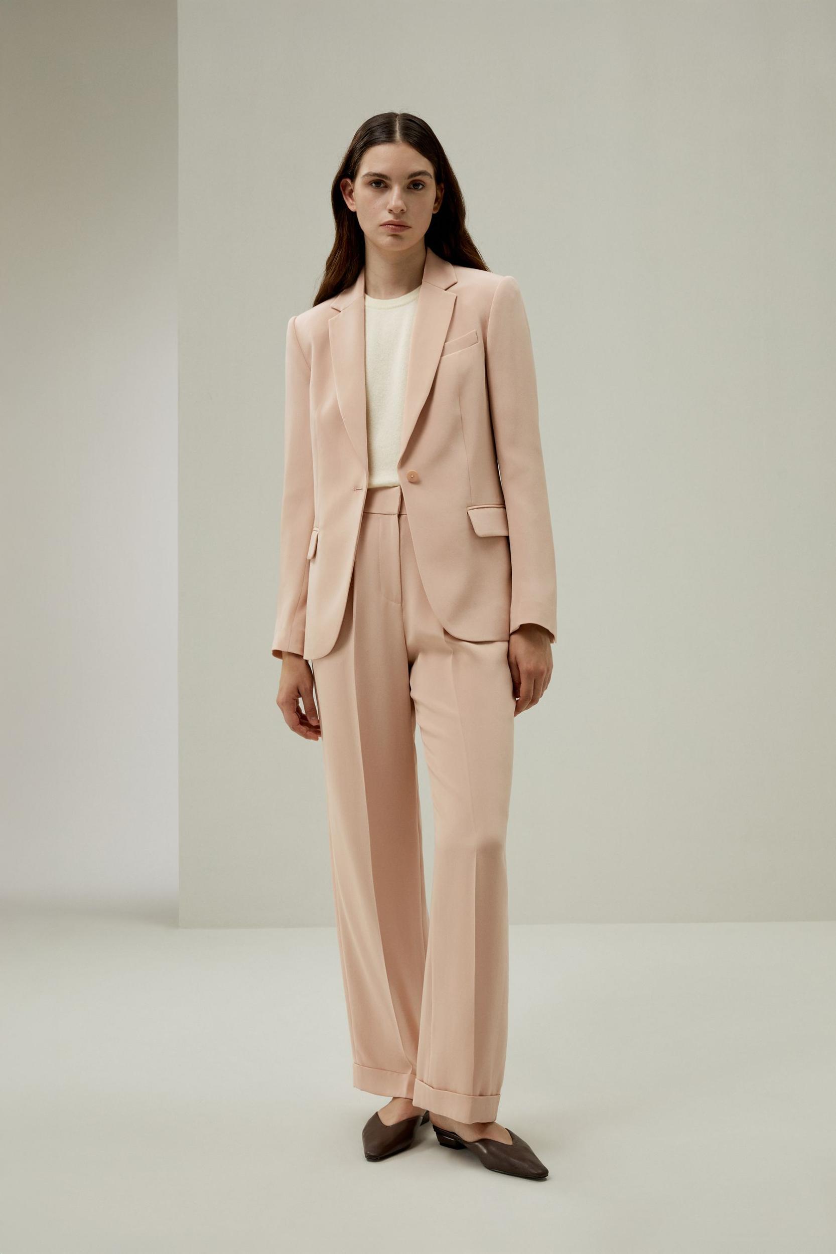 Mahogany Rose Silk Straight-Leg Trousers Product Image