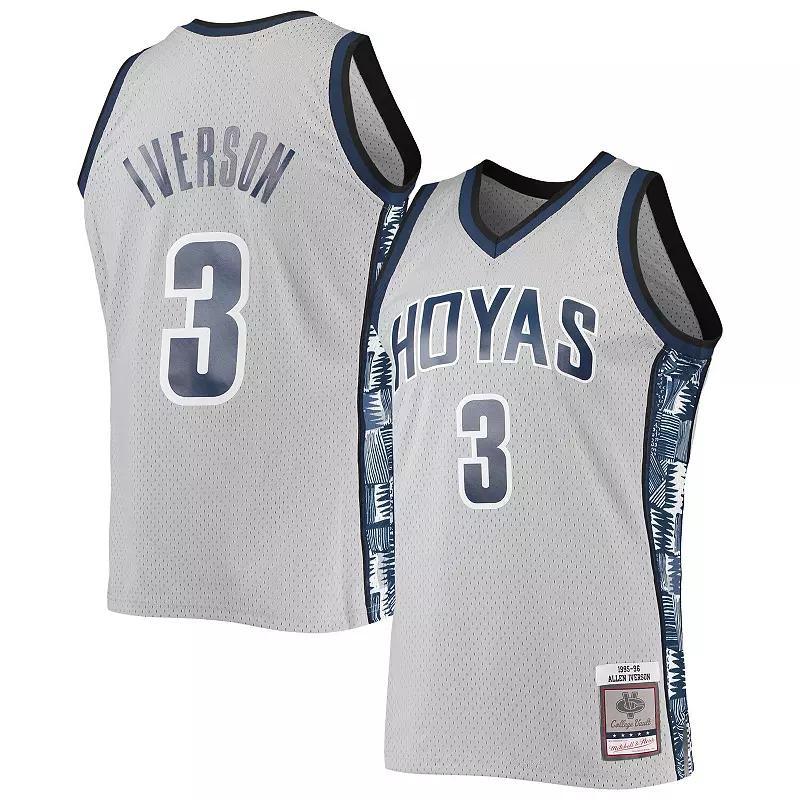 Men's Mitchell & Ness Allen Iverson Gray Georgetown Hoyas 1995-96 Swingman Replica Jersey, Size: Small, Grg Grey Product Image