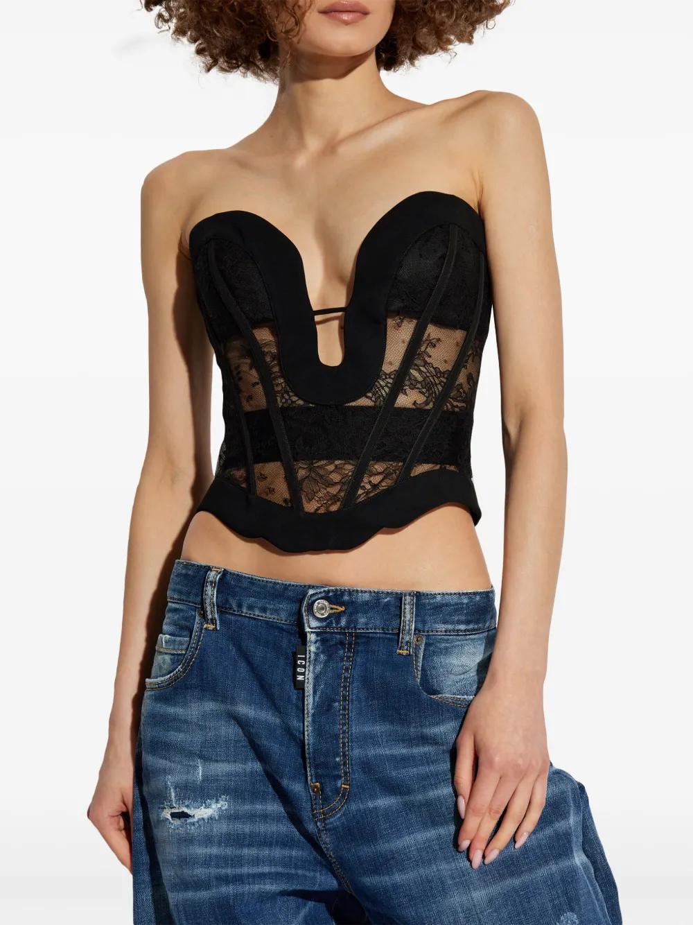 lace-panelled classic corset Product Image