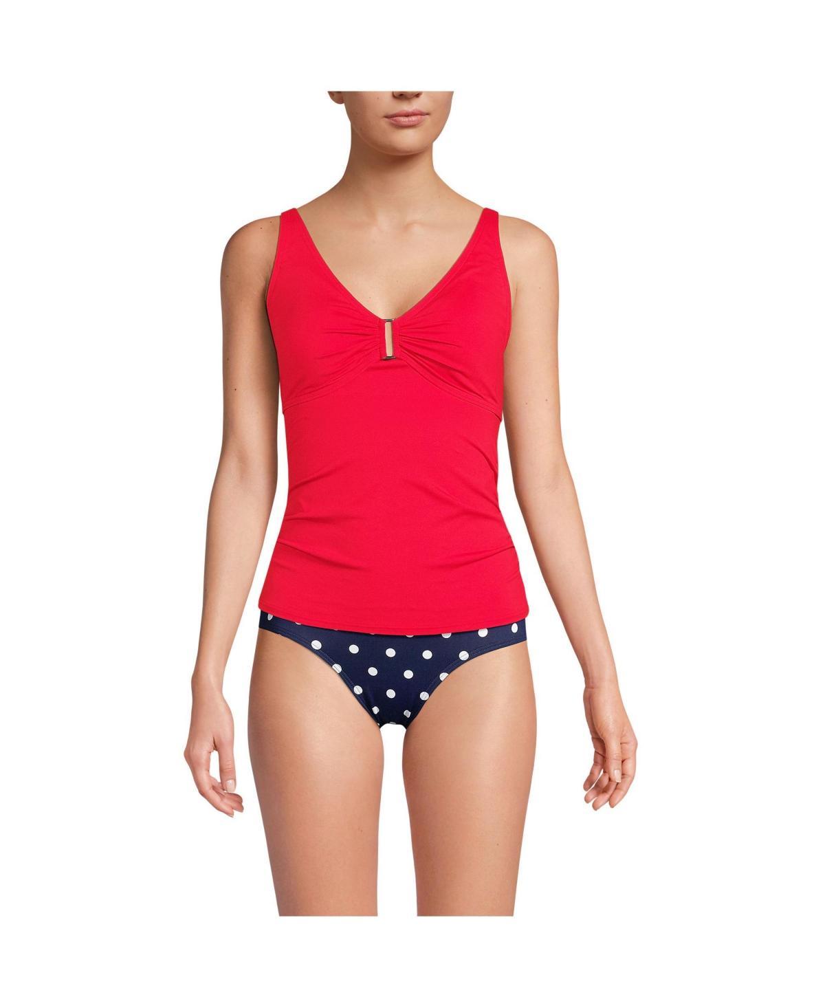 Womens Lands End Chlorine Resistant V-Neck Tankini Swim Top Deep Blue Product Image