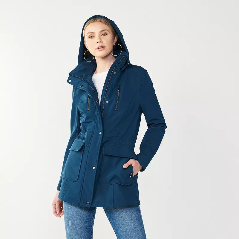 Women's Nine West Thermafleece Hooded Softshell Jacket, Size: Large, Black Product Image