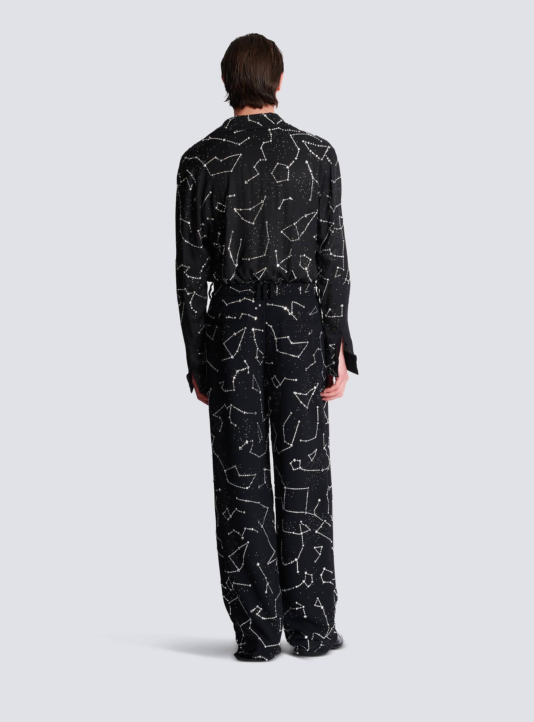 Crepe trousers with rhinestone Constellation motif Product Image