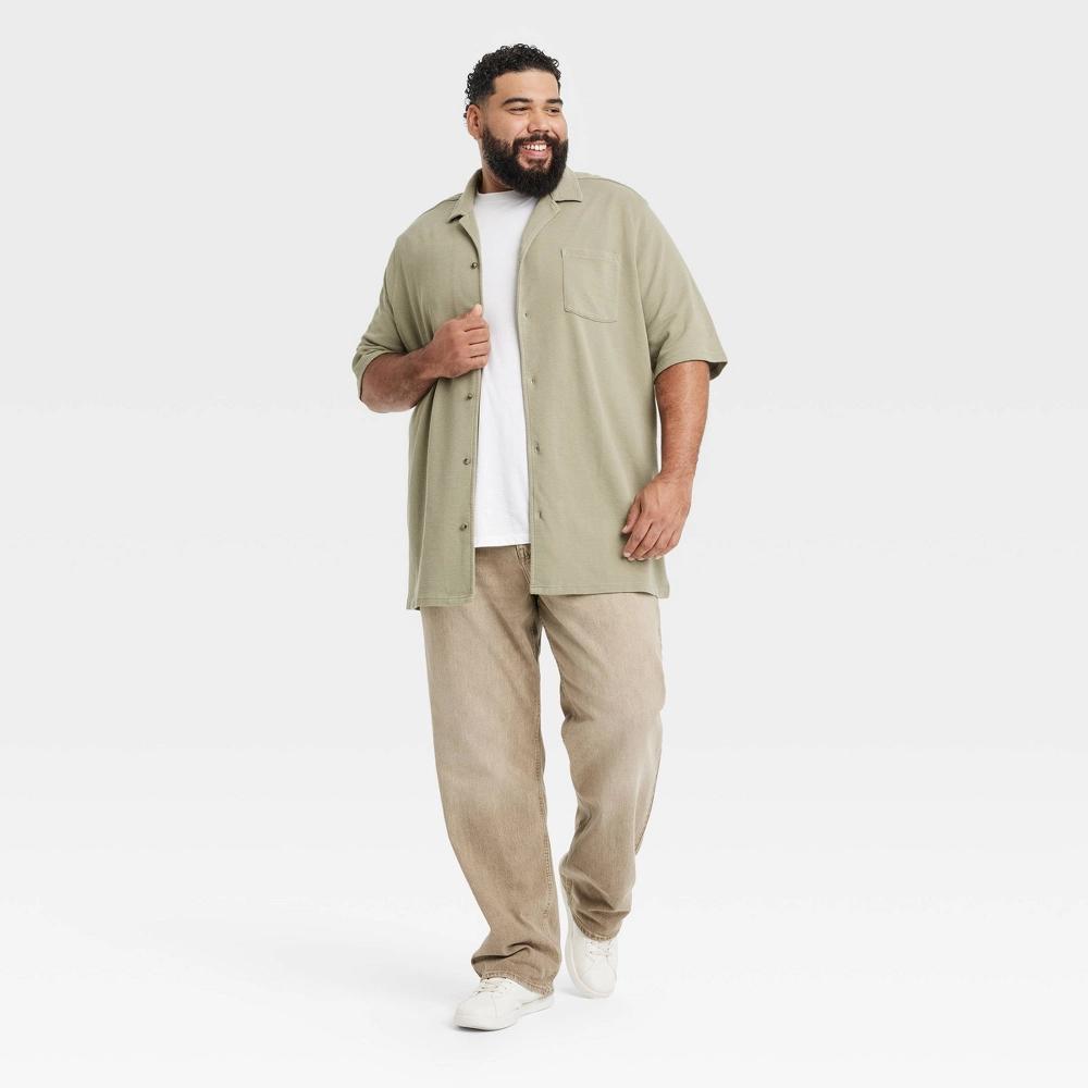 Men's Short Sleeve Knit Button-Down Shirt - Goodfellow & Co™ S: Front Pocket Product Image