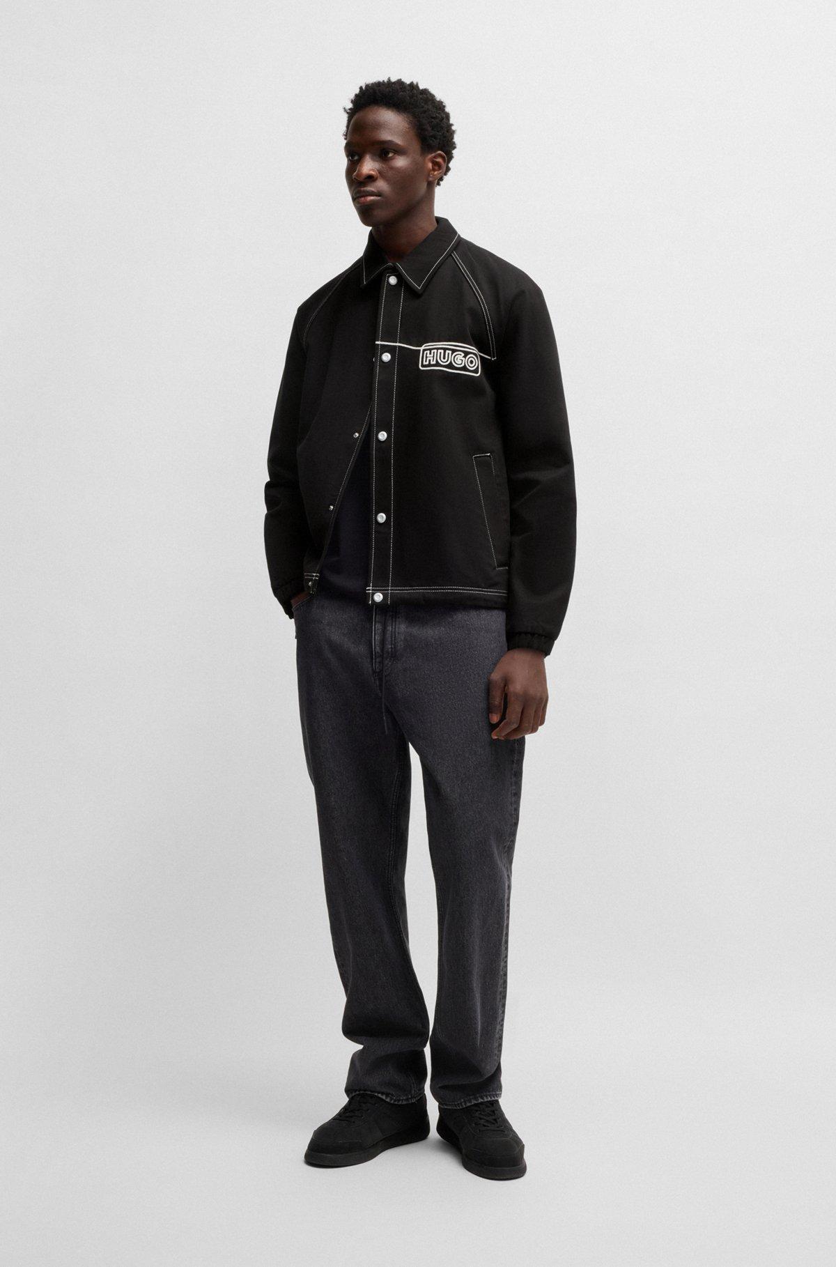 Cotton-twill jacket with chain-stitch logo Product Image