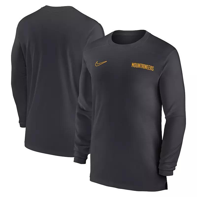 Mens Nike West Virginia Mountaineers 2024 Sideline Coach UV Performance Long Sleeve T-Shirt Blue Product Image