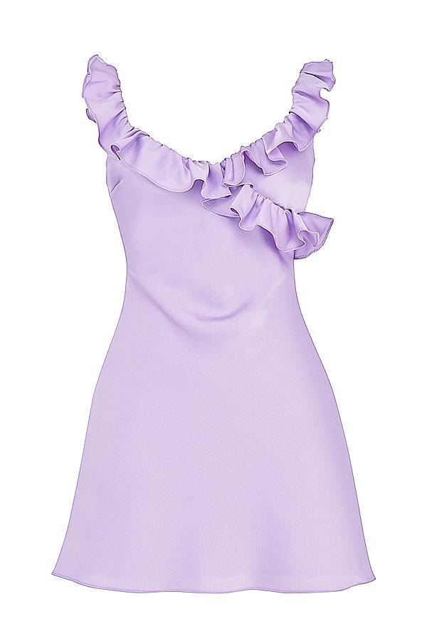 Tink  orchid satin ruffle mini dress Product Image