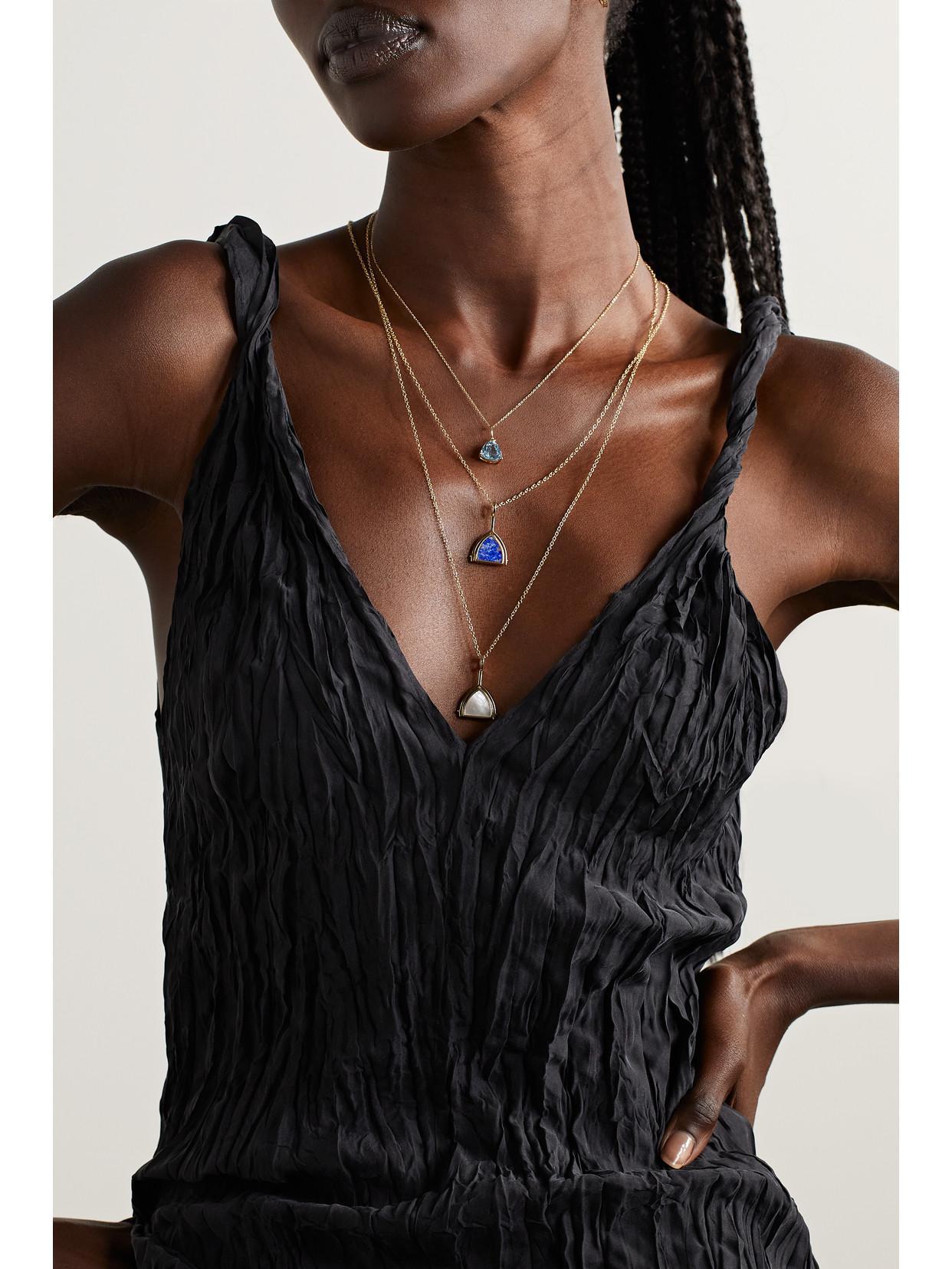 MATEO Flip 14-karat Gold, Lapis Lazuli And Diamond Necklace Product Image