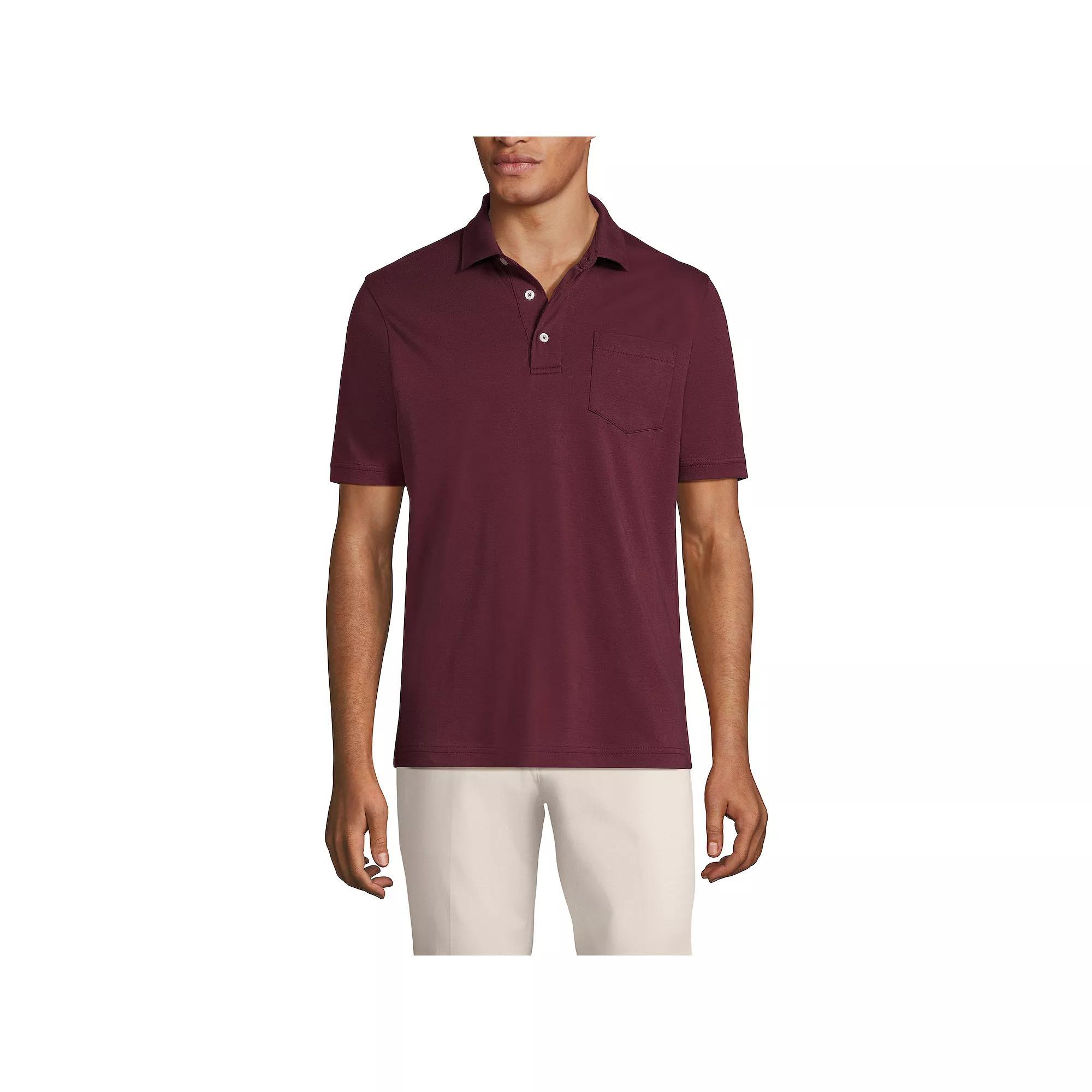 Men's Lands' End Super Soft Supima Pocket Polo, Size: XL, Pale Grey Blue Product Image