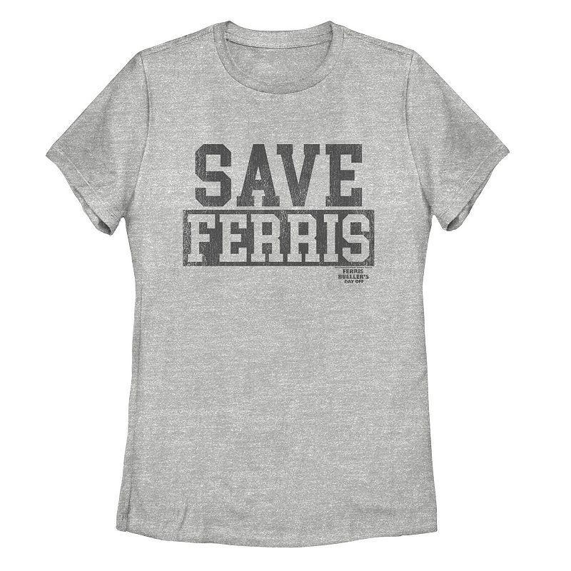 Juniors' Paramount "Save Ferris" Black Text Tee, Girl's, Size: XXL, Athletic Grey Product Image