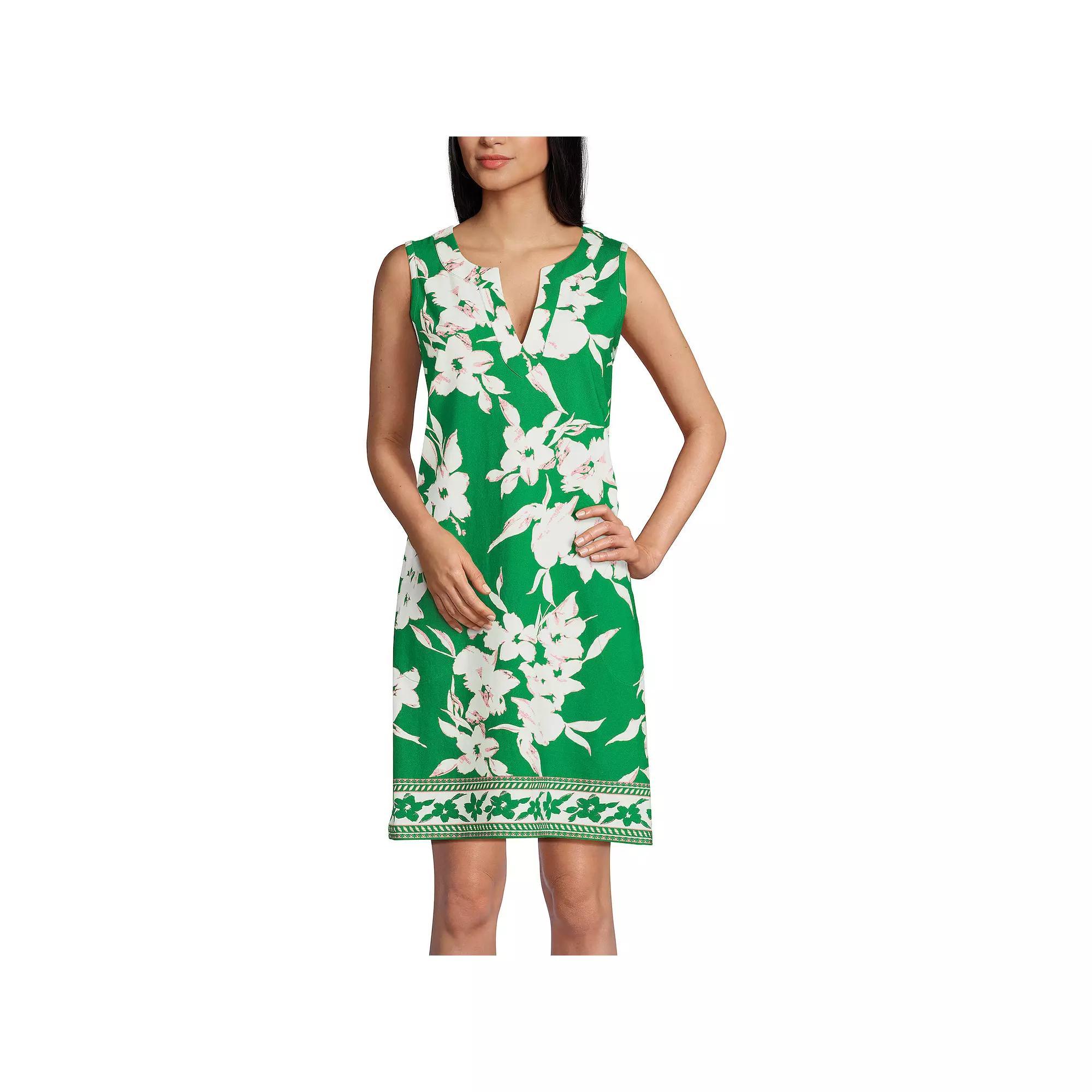Women's Lands' End Splitneck Swim Cover-Up Dress, Size: Medium, Navy White Paisley Product Image