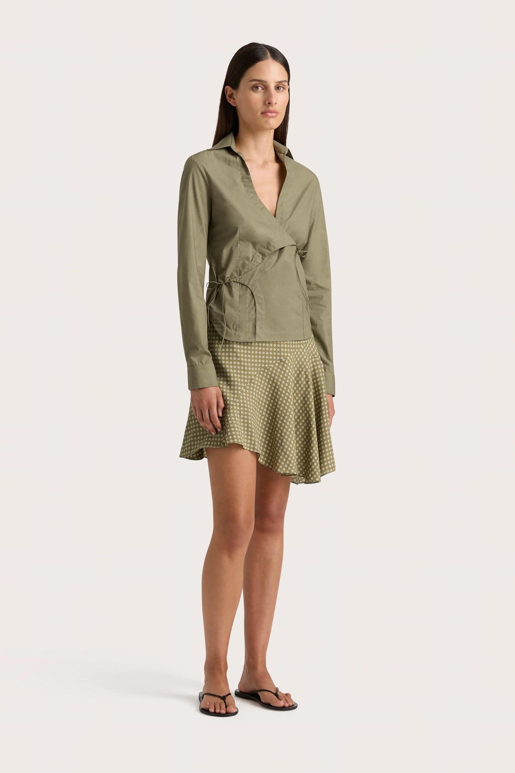 Baia Wrap Shirt Khaki - Final Sale Product Image