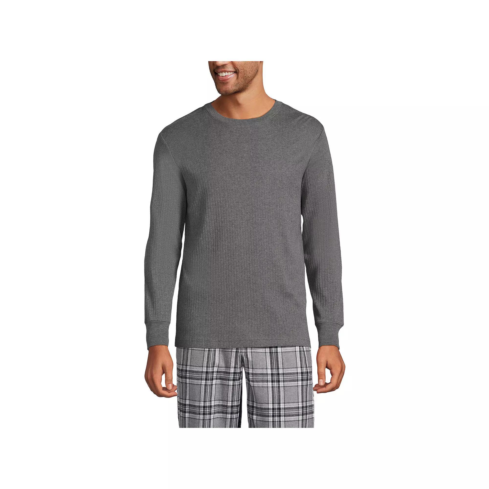 Men's Lands' End Knit Ribbed Crewneck Pajama Sleep Shirt, Size: XL, Deep  Blue Product Image