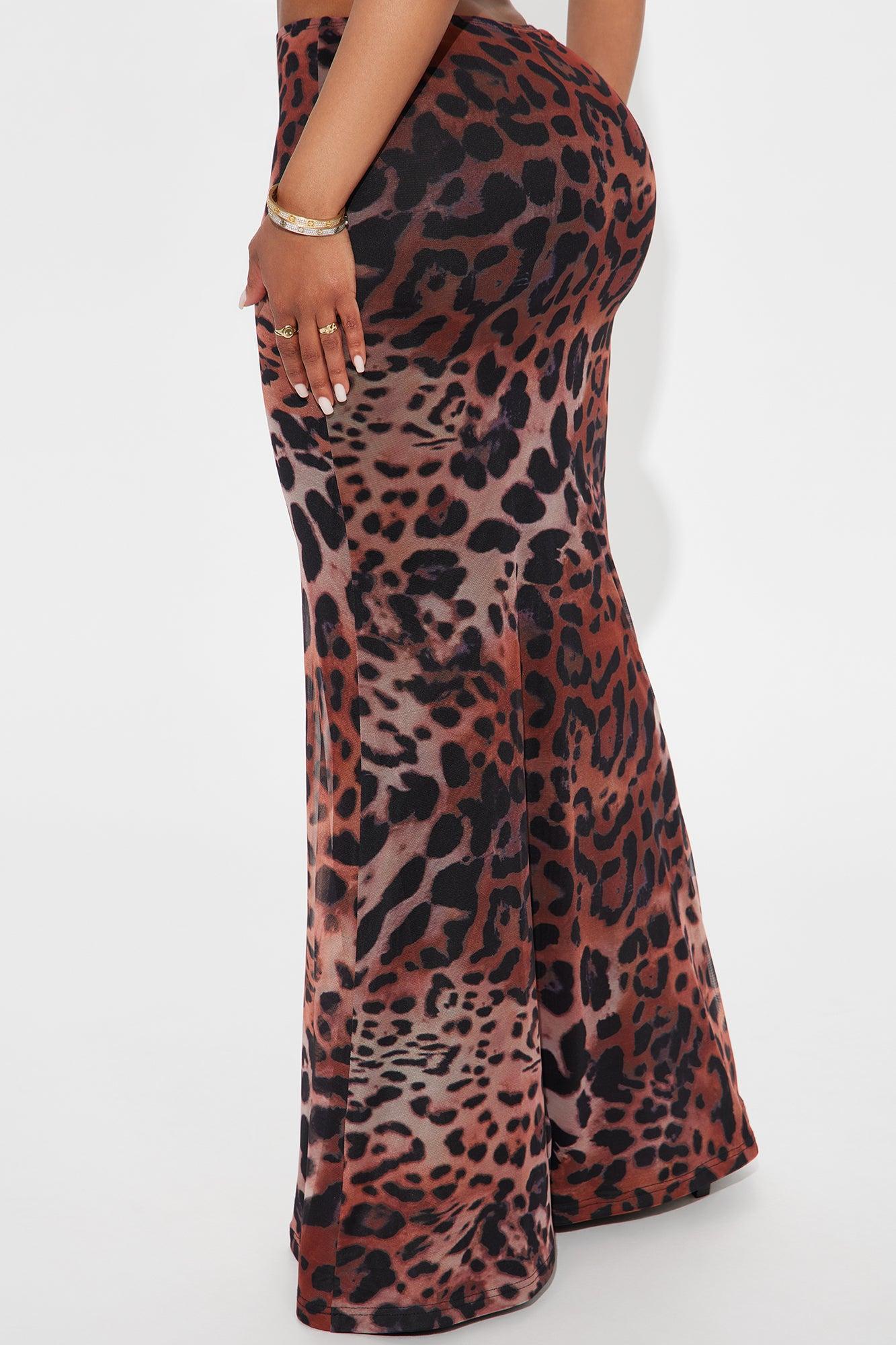 She's Been Spotted Leopard Mesh Maxi Skirt - Brown/combo Product Image