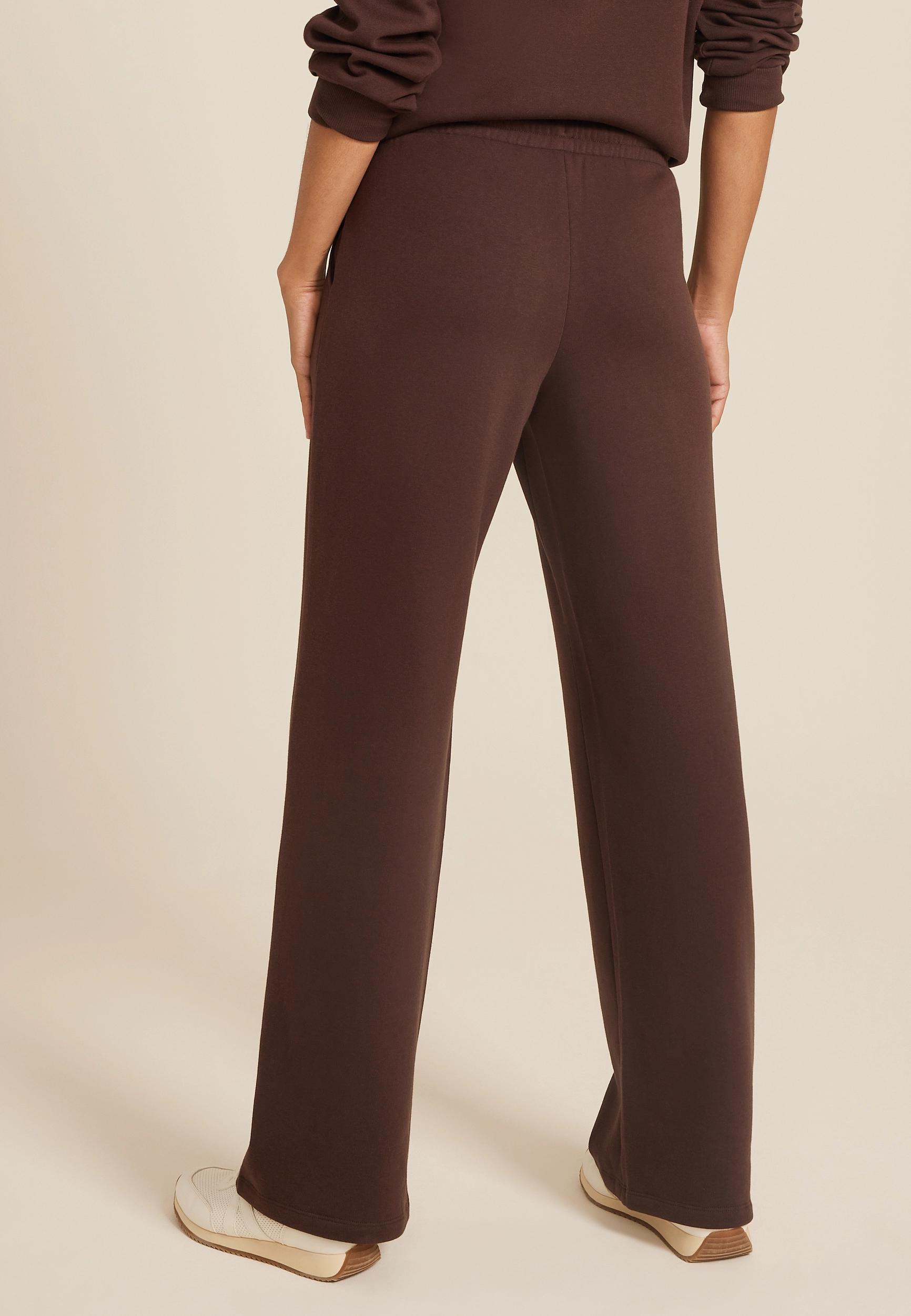 Maurices Womens High Rise Fleece Wide Leg Sweatpants Beige Size XX Large Product Image