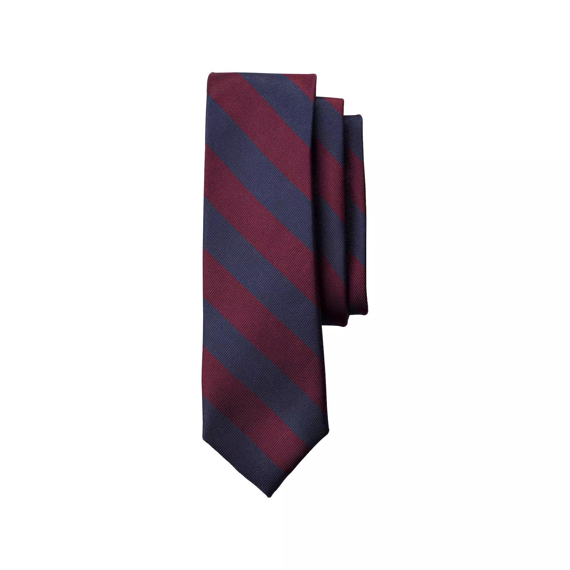 Kids Lands' End School Uniform Stripe Pre-Tied Tie, Size: Small, Classic Navy Red Product Image