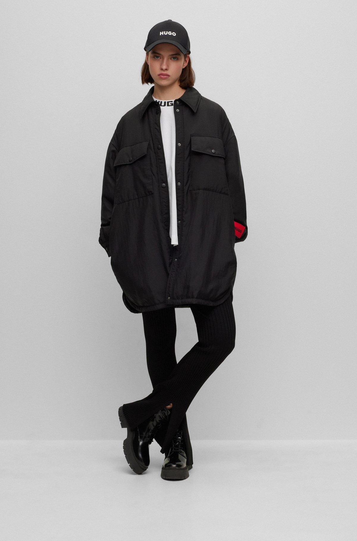 Ribbed-crepe regular-fit trousers with slit hems Product Image