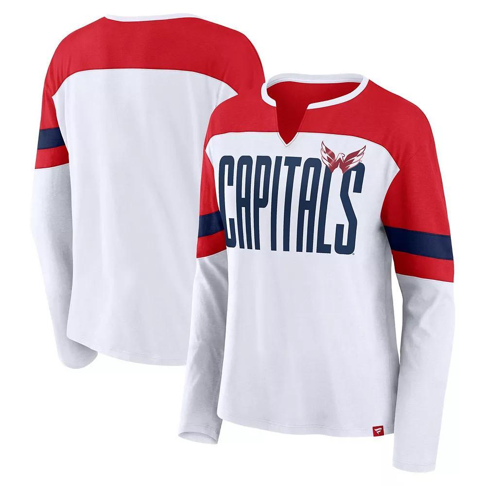 Women's Fanatics White/Red Washington Capitals Frozen Long Sleeve Notch Neck T-Shirt, Size: Large Product Image