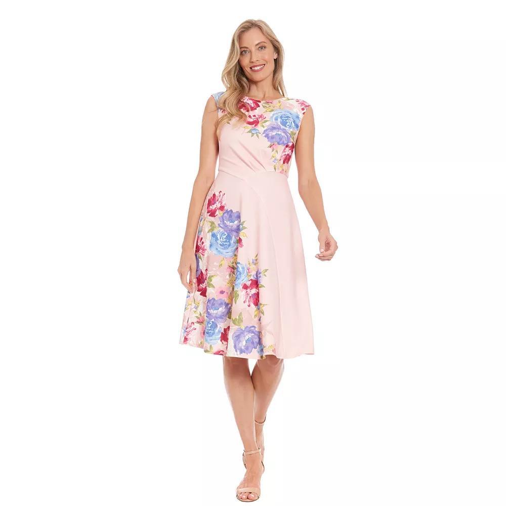 Petite London Times Cap Sleeve Ruched Asymmetrical Waist Fit And Flare Midi Dress, Women's, Size: 4 Petite, Blush Product Image