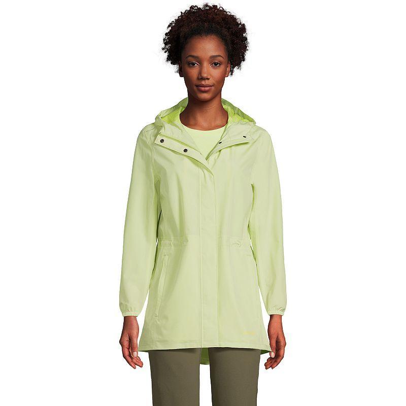 Womens Lands End Hooded Packable Raincoat Deep Blue Product Image
