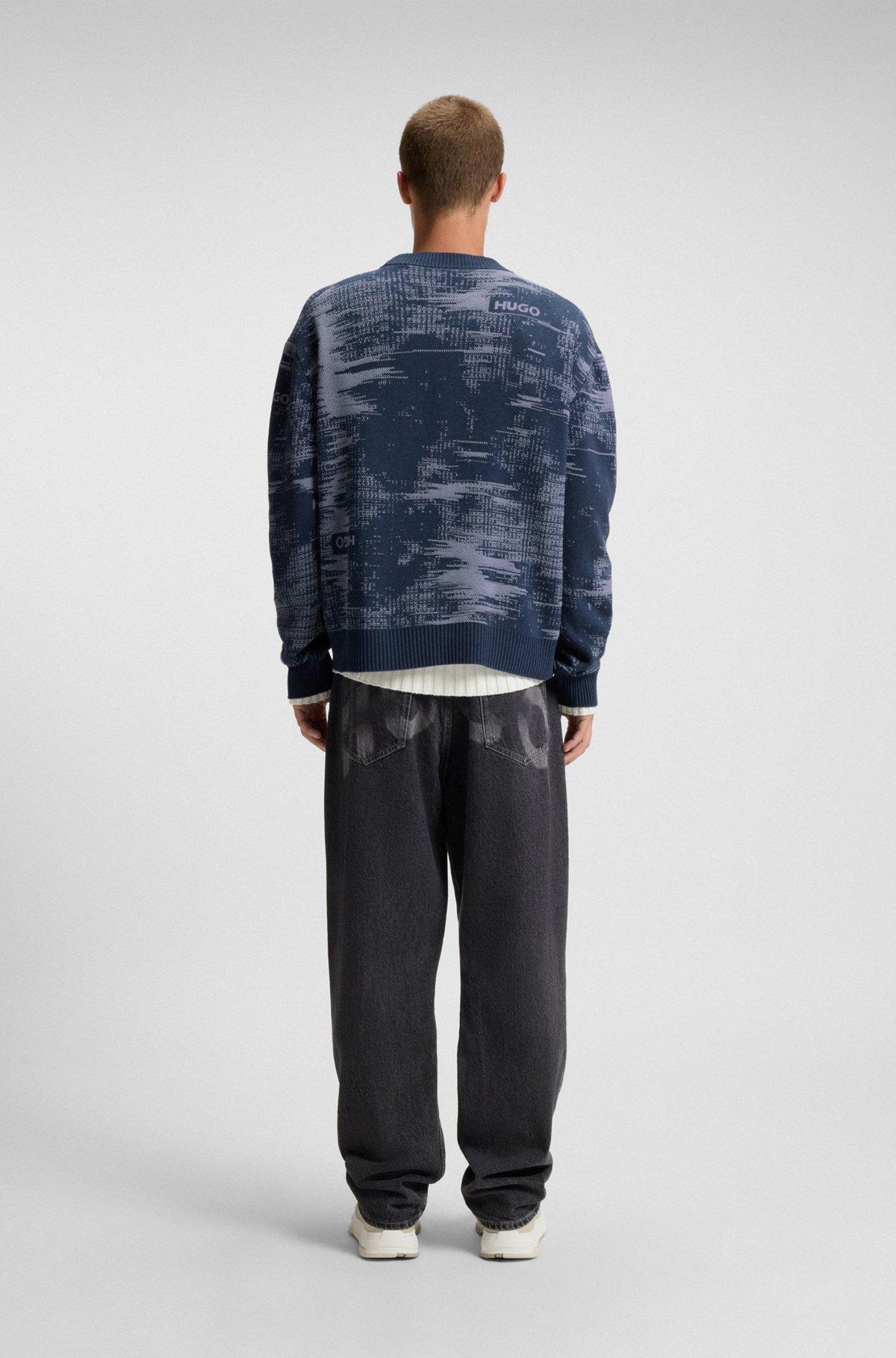 Relaxed-fit sweater in cotton with jacquard pattern Product Image