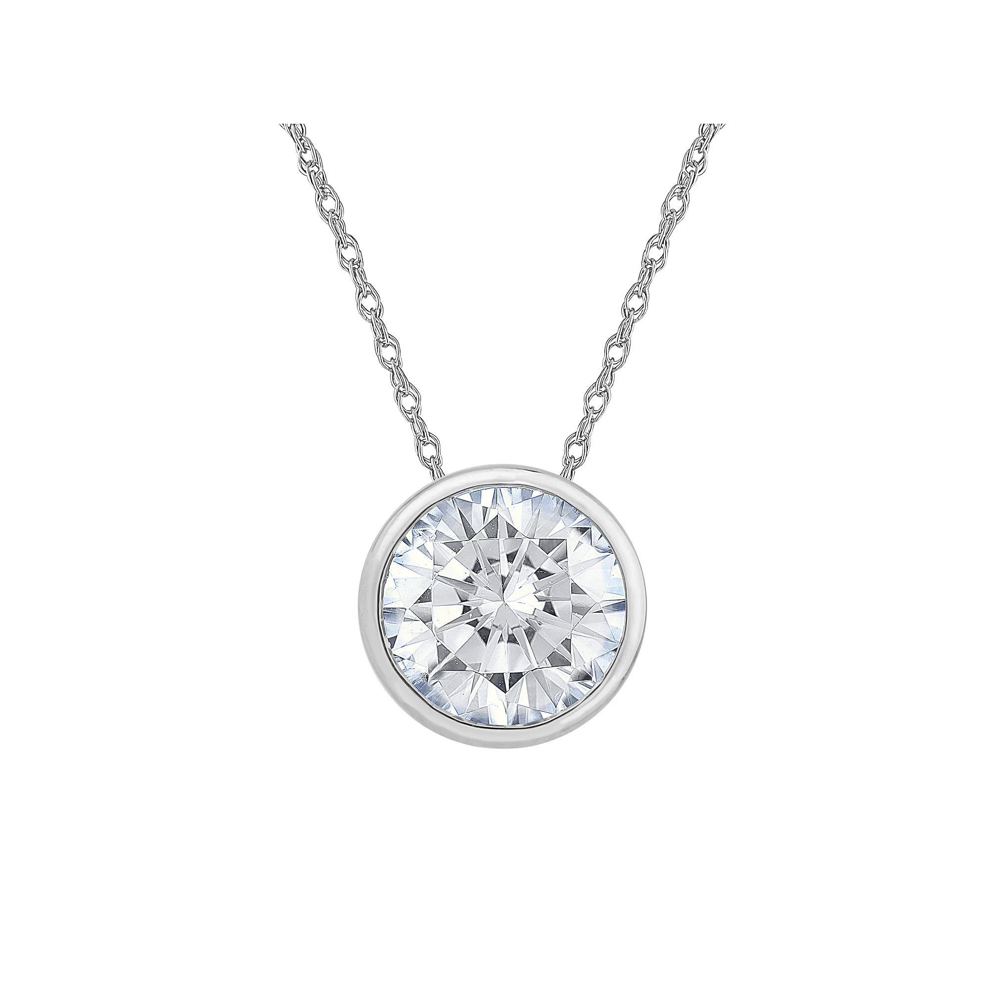 Diamond Medley 14k White Gold 1 Carat T.W. Lab-Grown Diamond Solitaire Pendant Necklace, Women's, Size: 16-18" ADJ, 14k Whgold Product Image