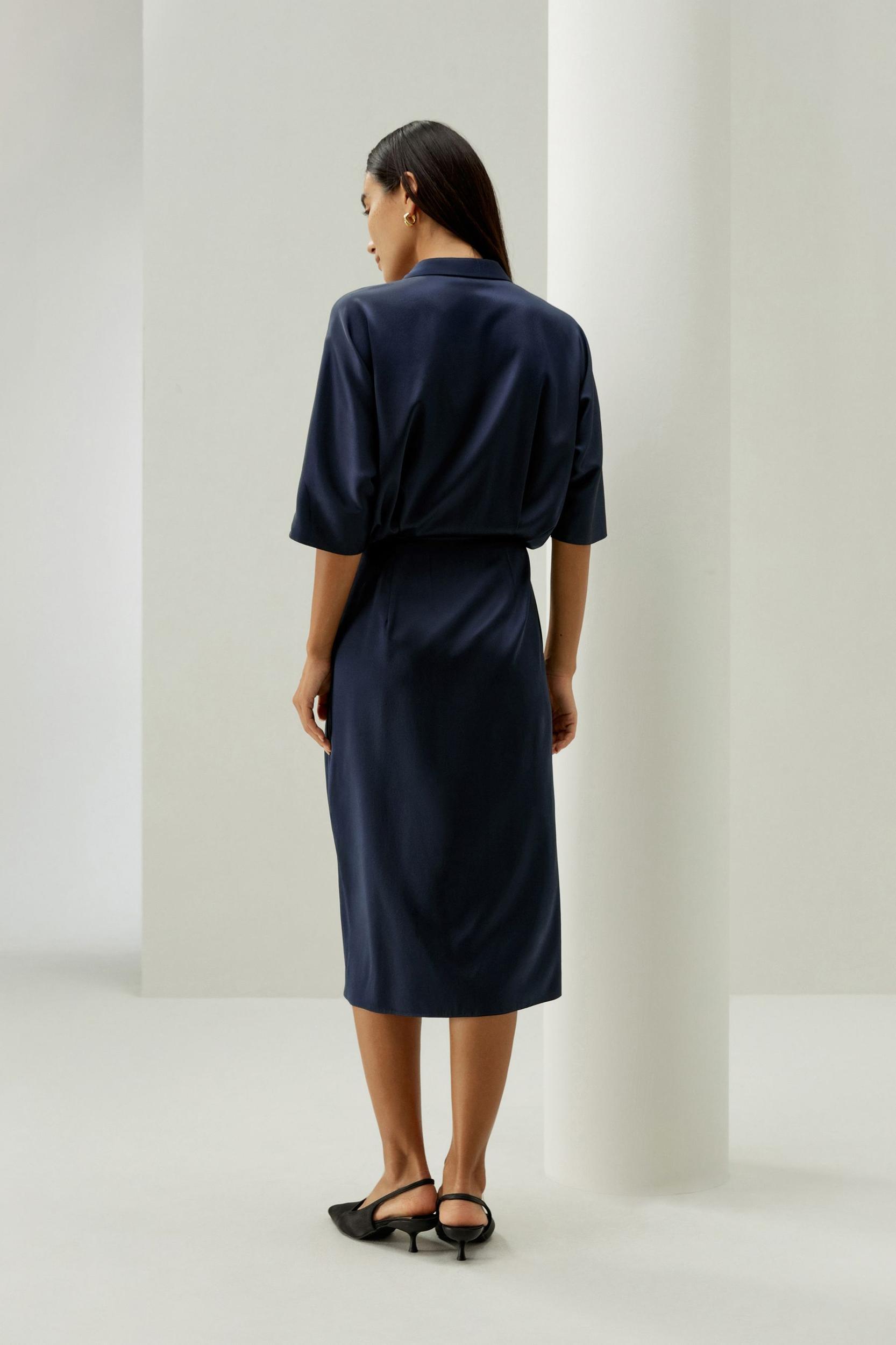 Elegant Mid-Sleeve Wrap Dress Product Image