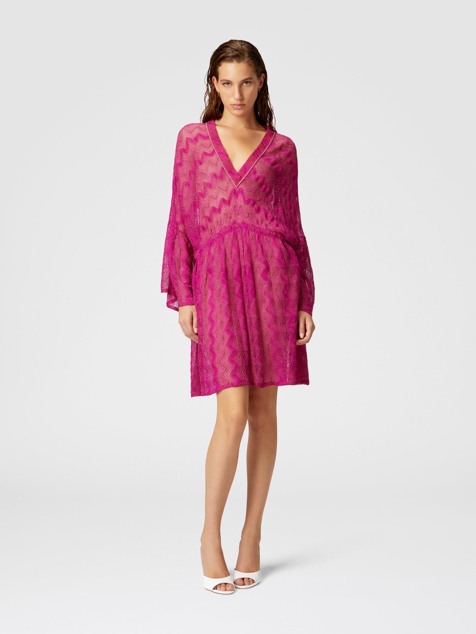 Cover-up dress in zig zag lamé viscose with wide sleeves Product Image